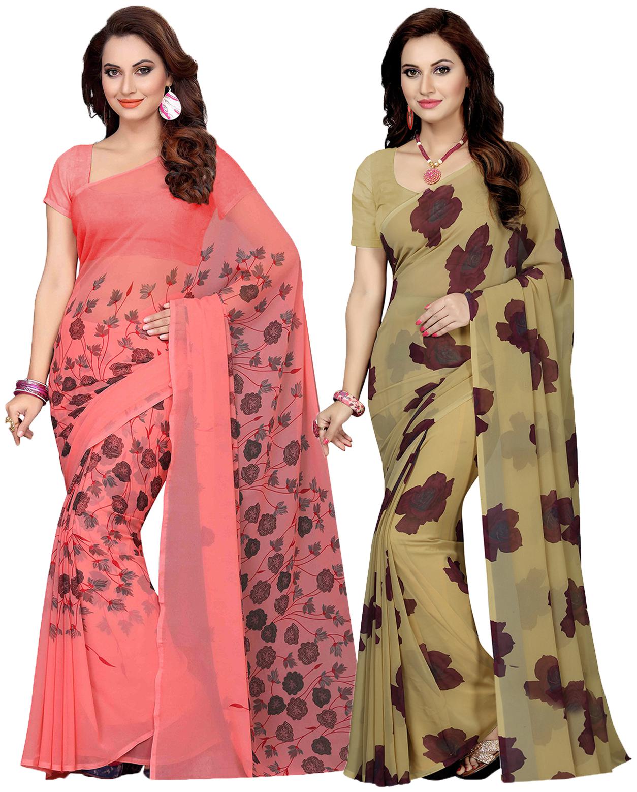 

Ishin Faux Georgette Daily Wear Women Regular Saree With Blouse Multi