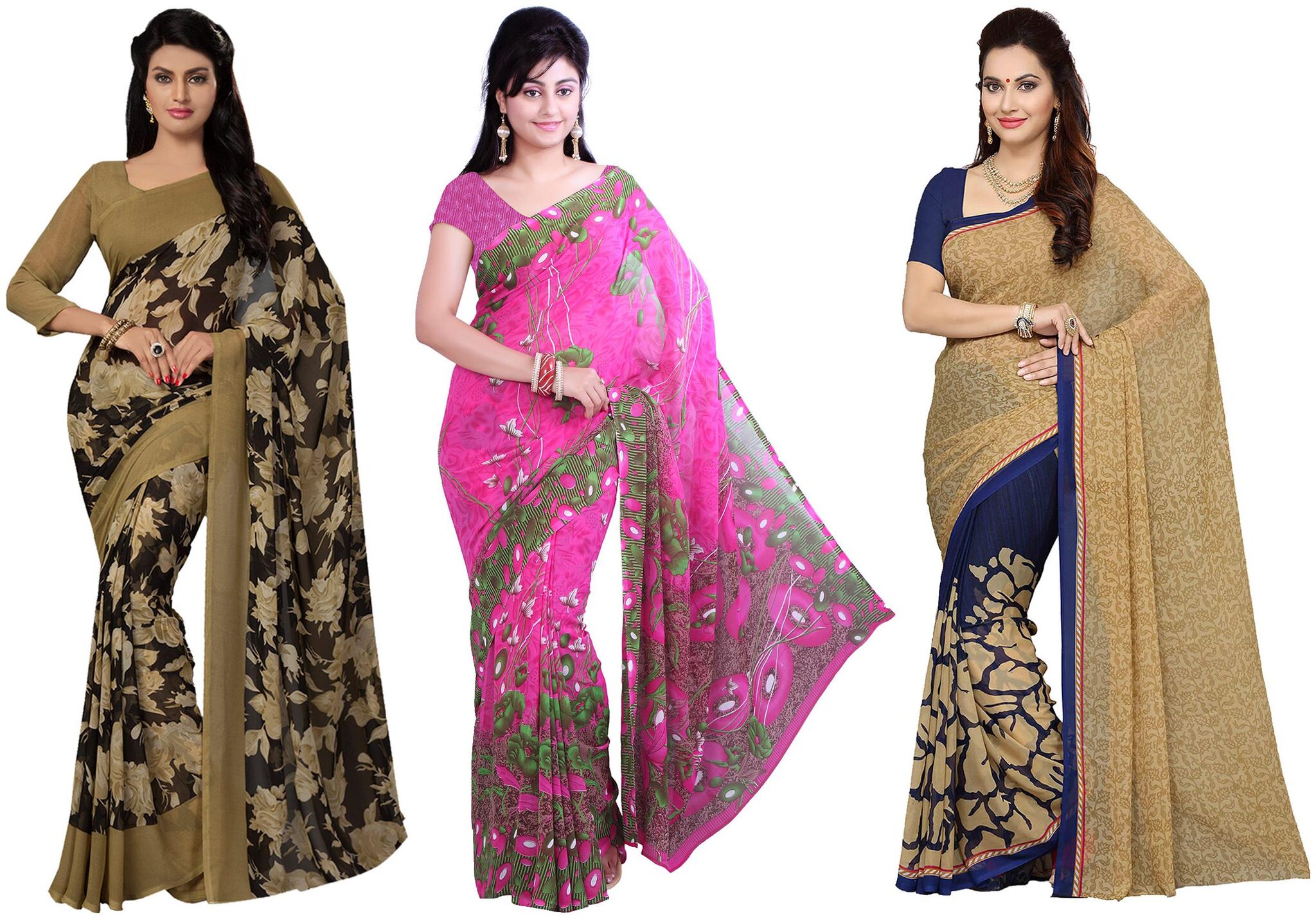 

Ishin Faux Georgette Daily Wear Women Regular Saree With Blouse Multi