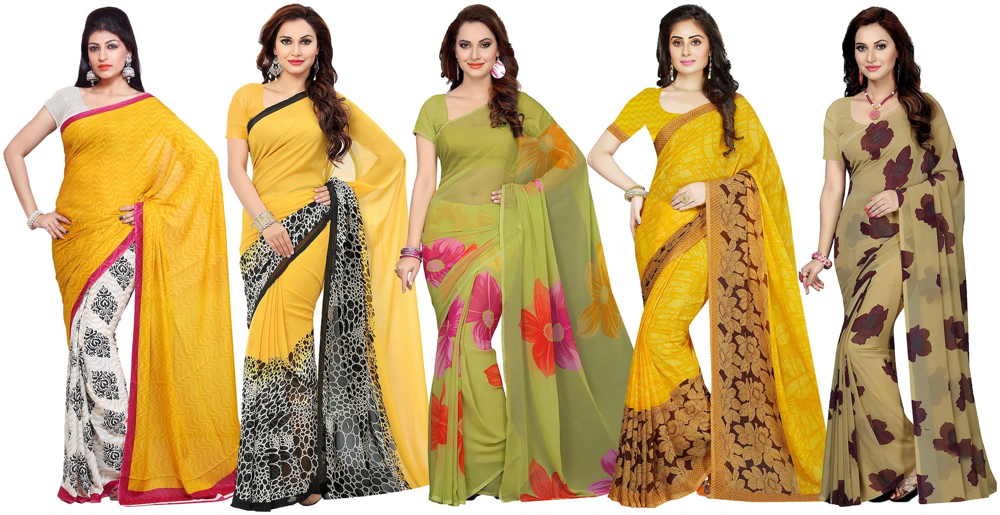 

Ishin Faux Georgette Daily Wear Women Regular Saree With Blouse Multi