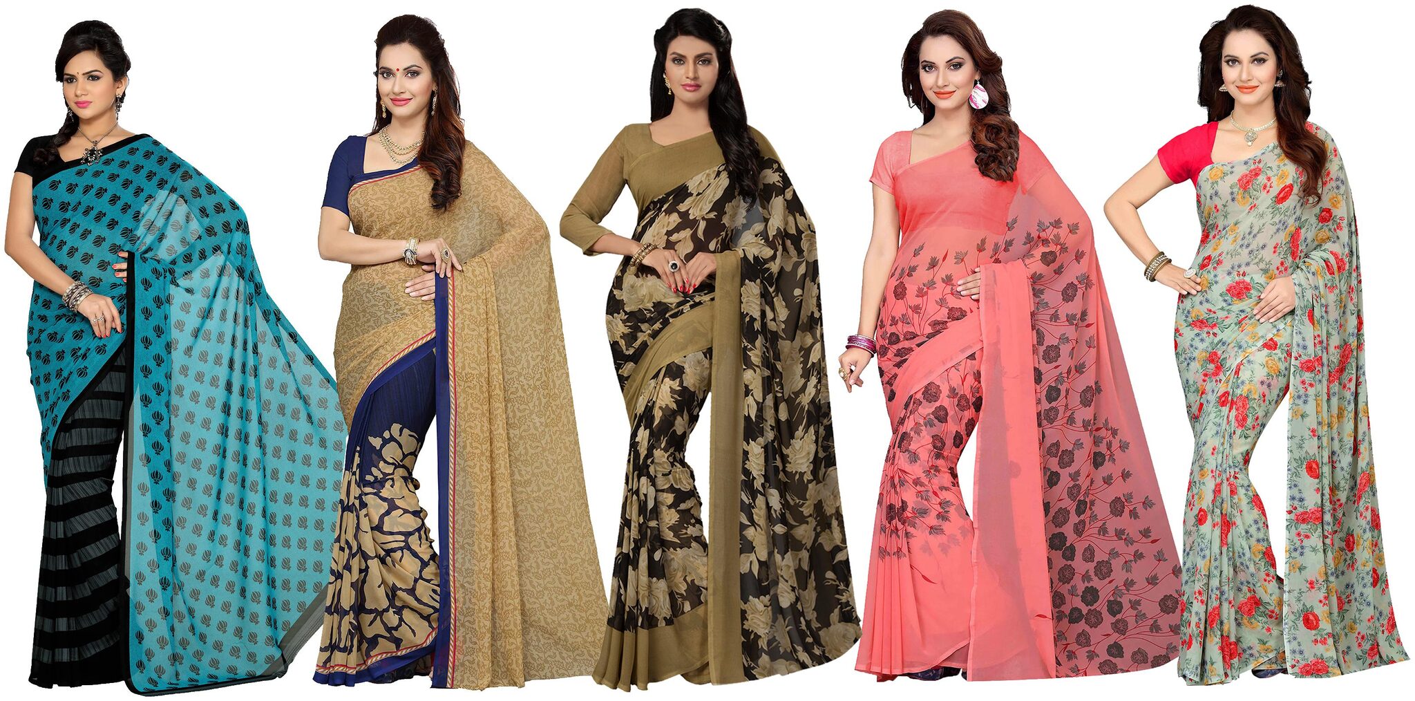 

Ishin Faux Georgette Daily Wear Women Regular Saree With Blouse Multi