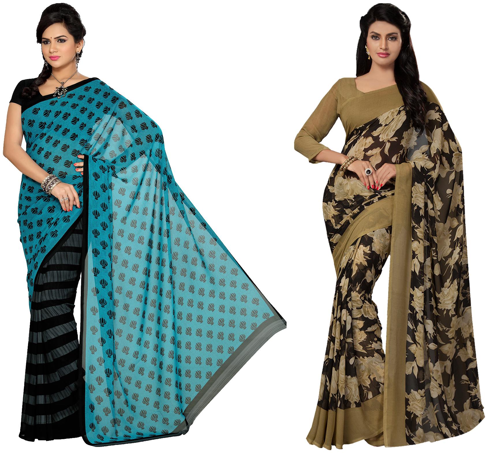 

Ishin Faux Georgette Daily Wear Women Regular Saree With Blouse Multi