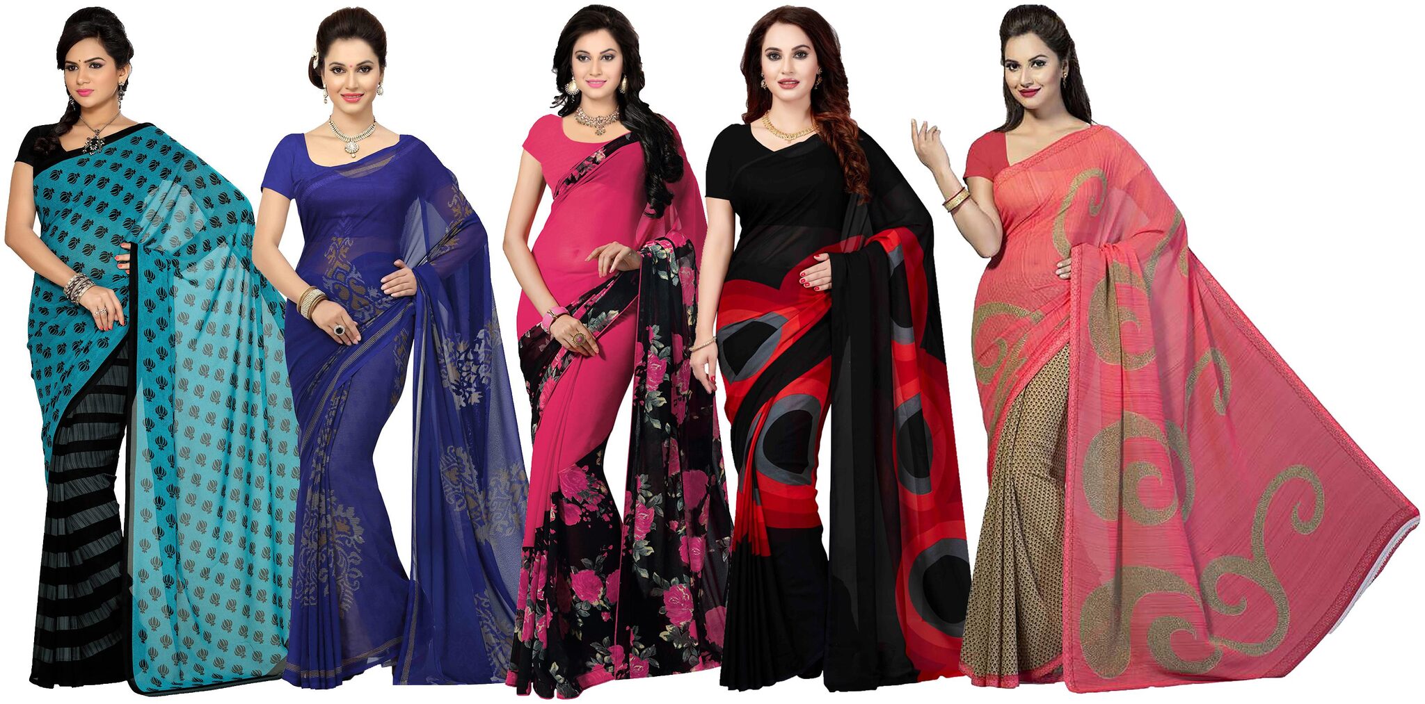 

Ishin Faux Georgette Daily Wear Women Regular Saree With Blouse Multi