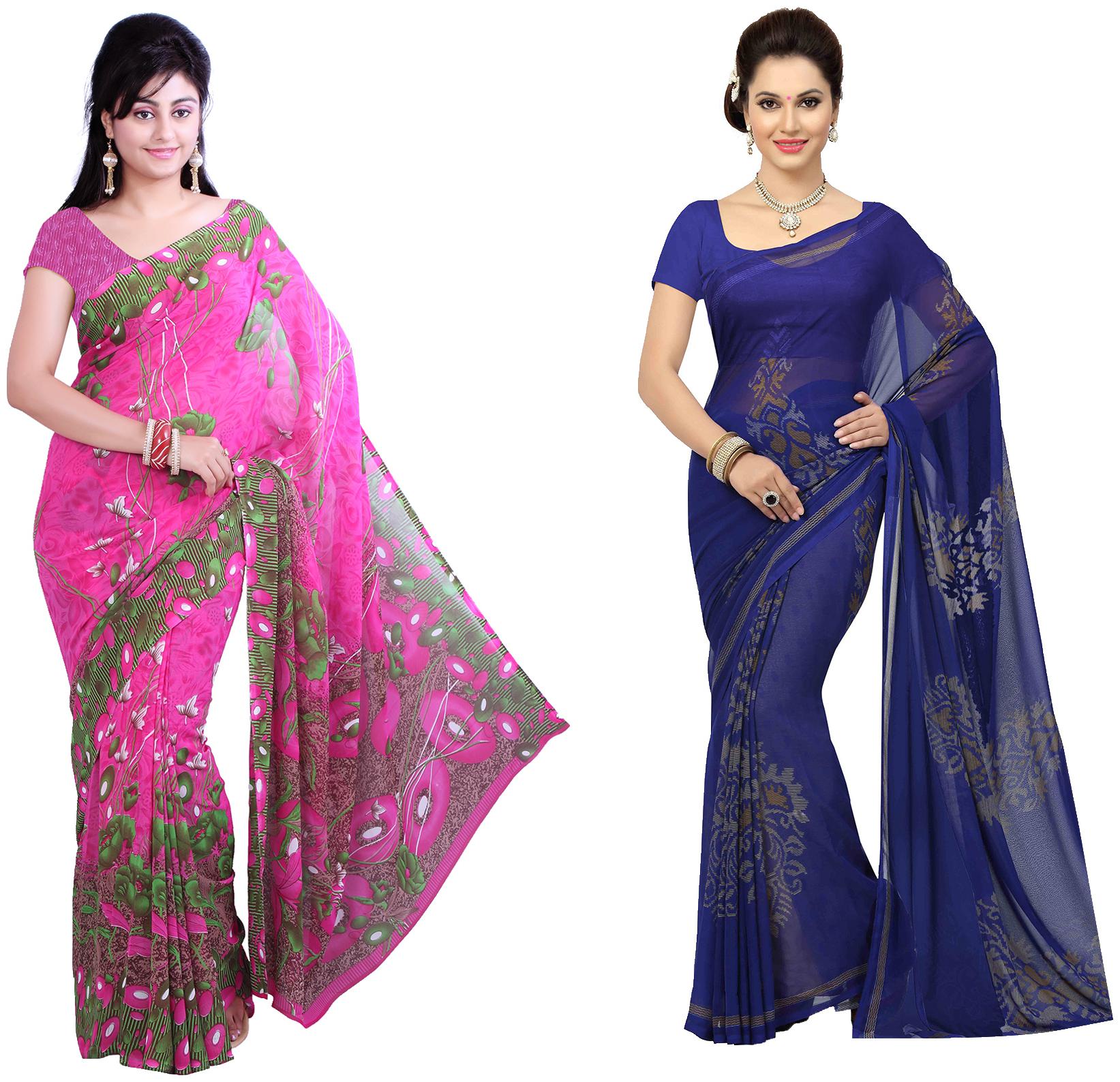 

Ishin Faux Georgette Daily Wear Women Regular Saree With Blouse Multi