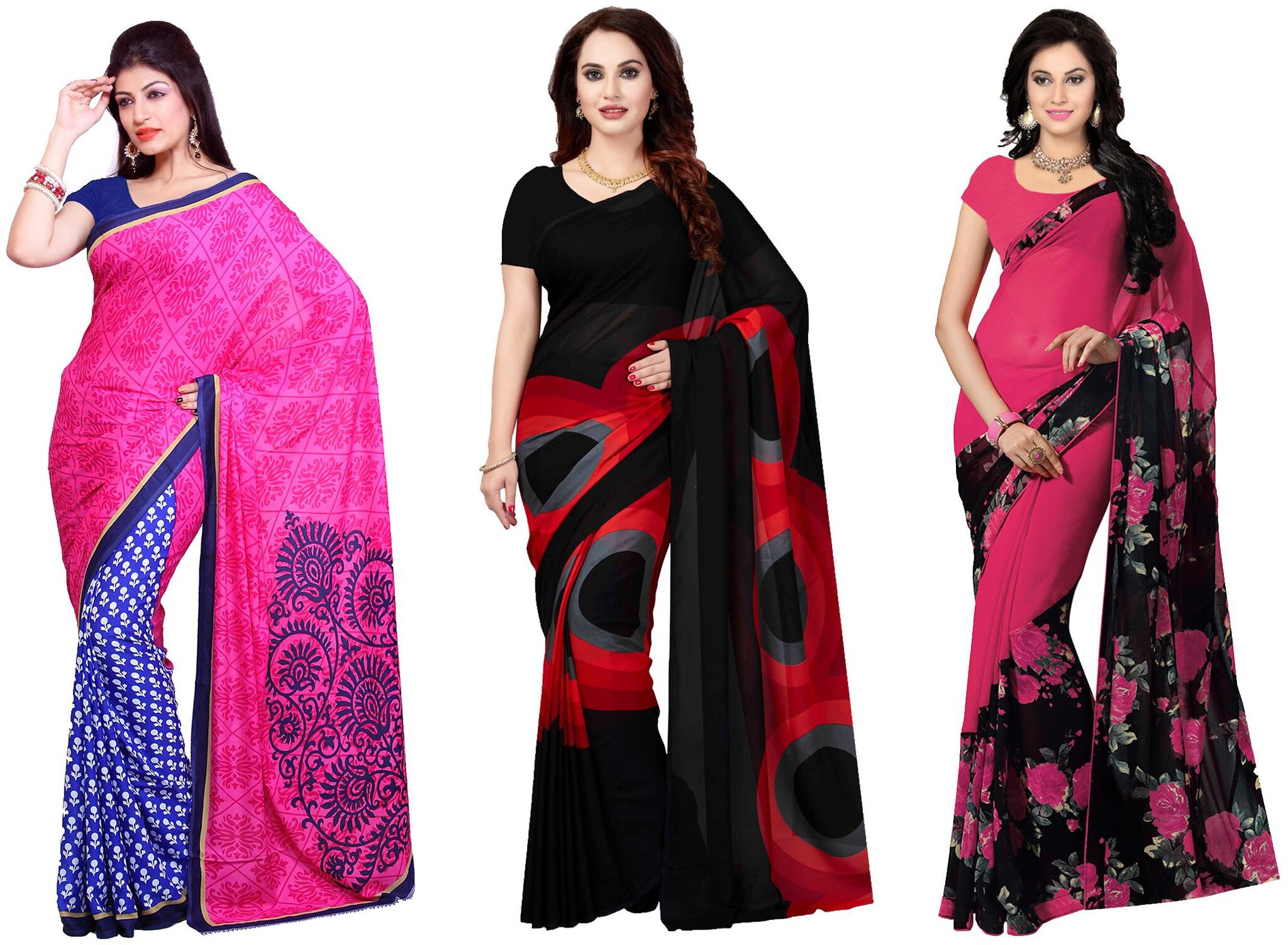 

Ishin Faux Georgette Daily Wear Women Regular Saree With Blouse Multi