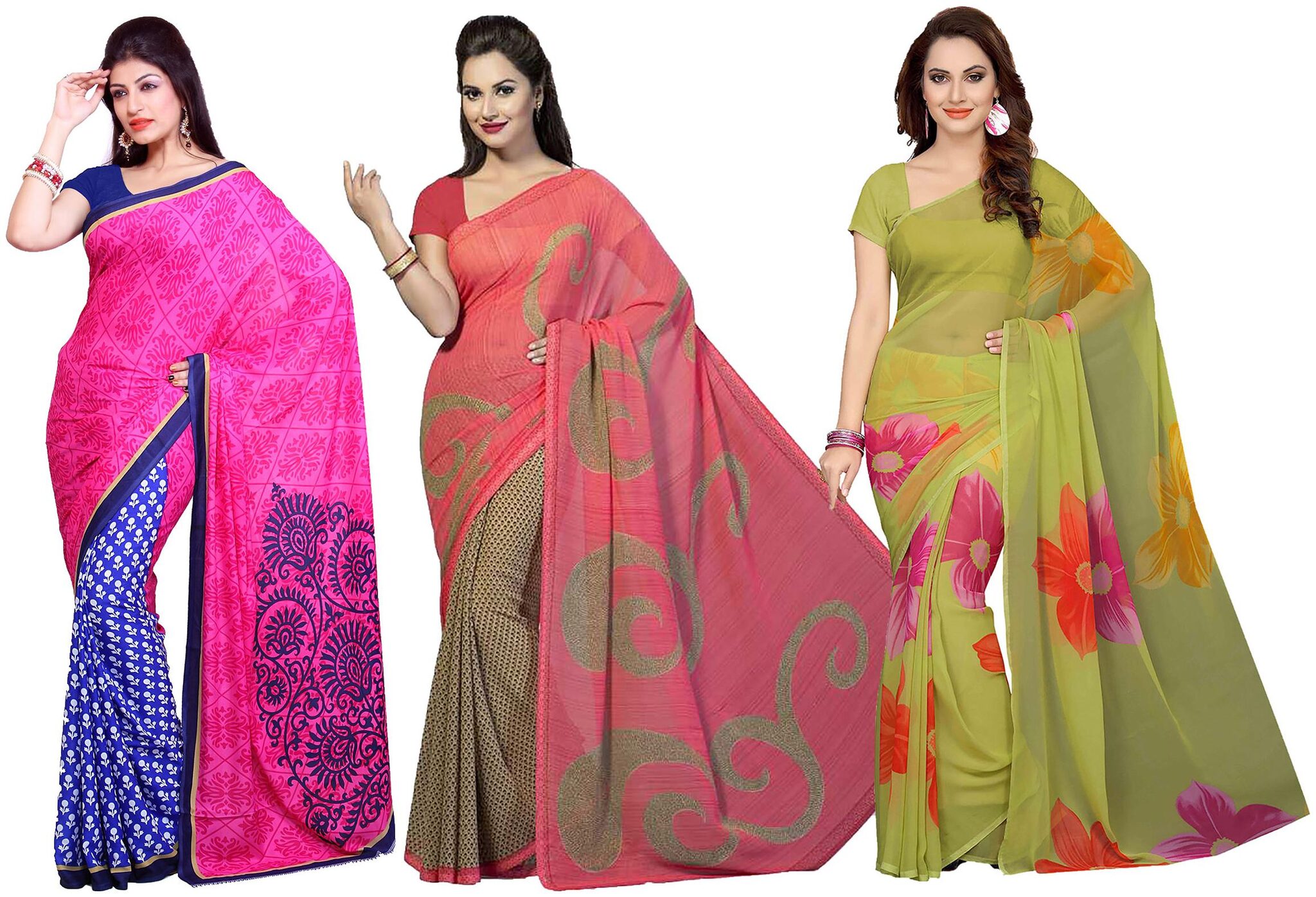 

Ishin Faux Georgette Daily Wear Women Regular Saree With Blouse Multi