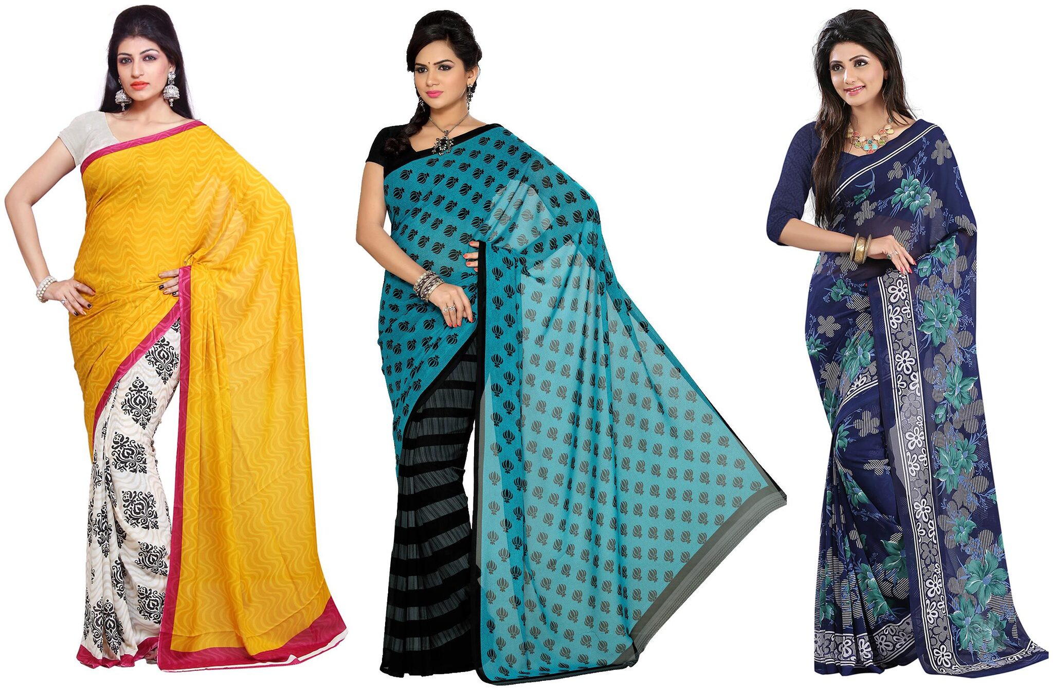 

Ishin Faux Georgette Daily Wear Women Regular Saree With Blouse Multi