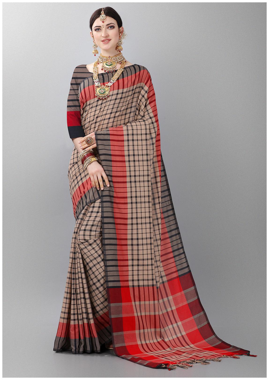 

Ishin Polycotton Daily Wear Regular Saree Beige