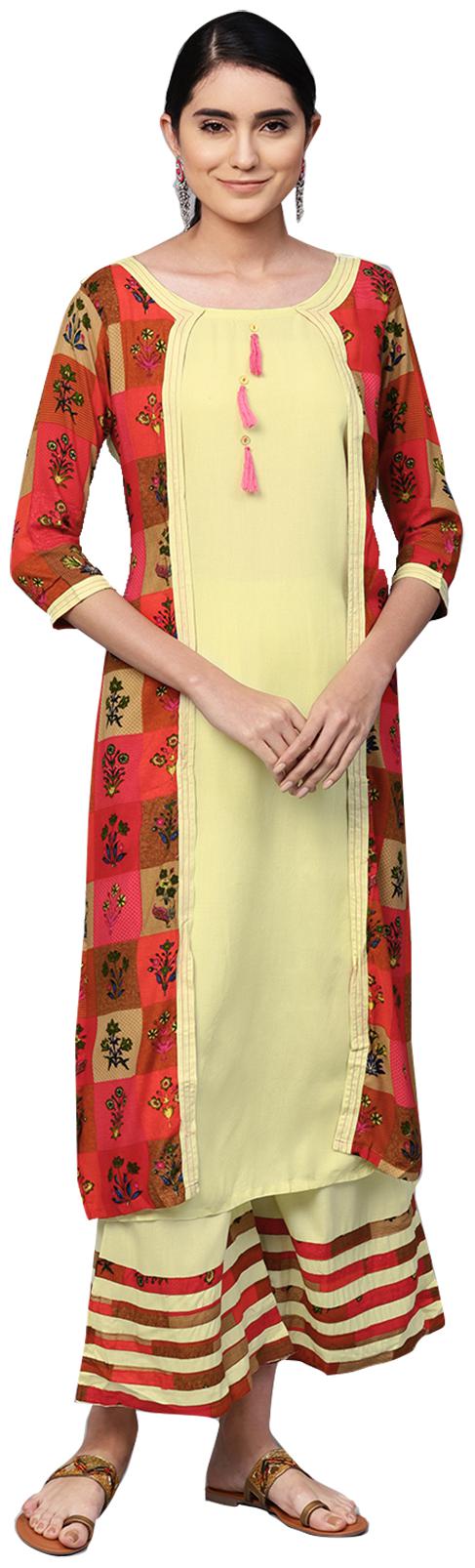 

Ishin Rayon Floral Yellow Kurta With Palazzo