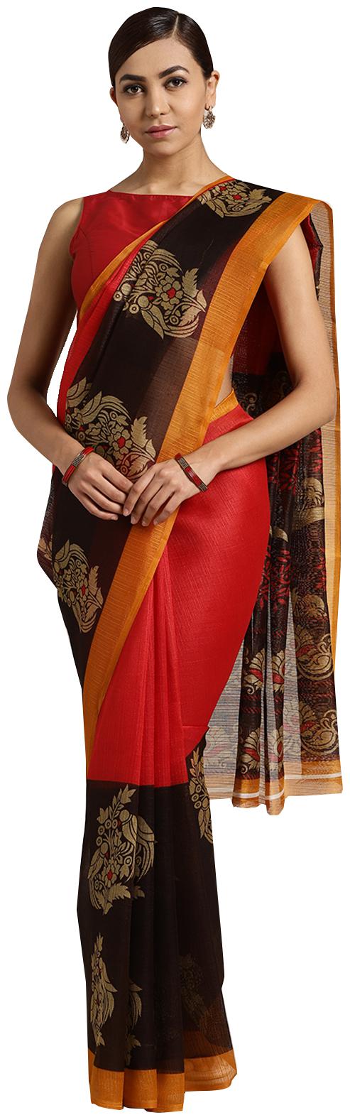 

Ishin Silk Saree Red color