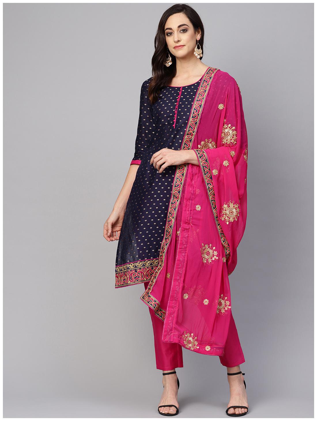 

Ishin Women Blended Suit Set Navy Blue