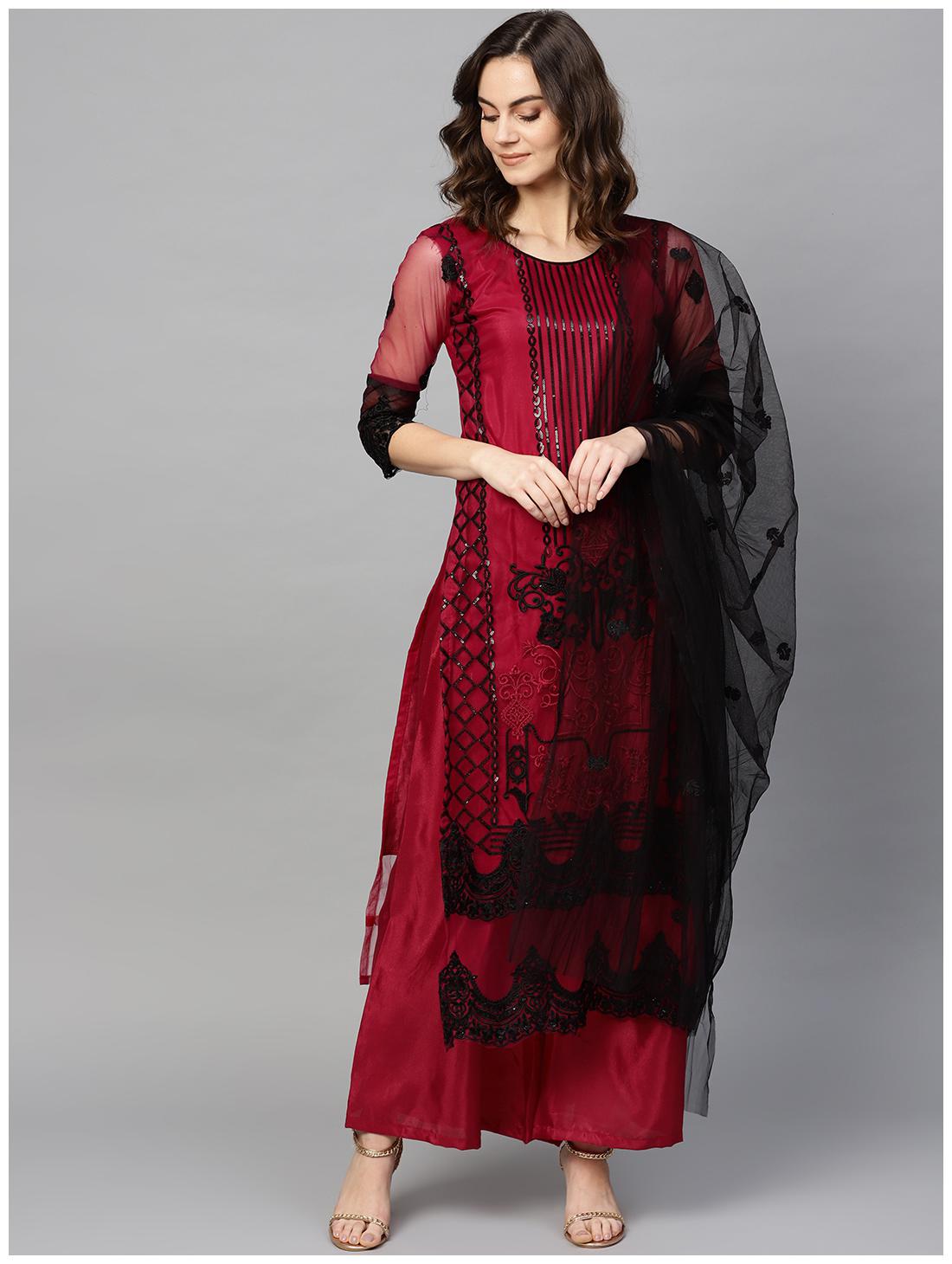 

Ishin Women Net Suit Set Maroon