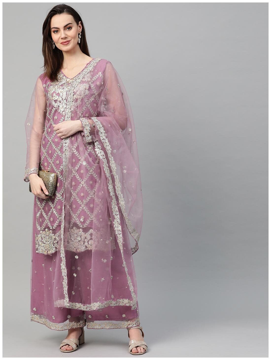 

Ishin Women Net Embroidery Kurta Net