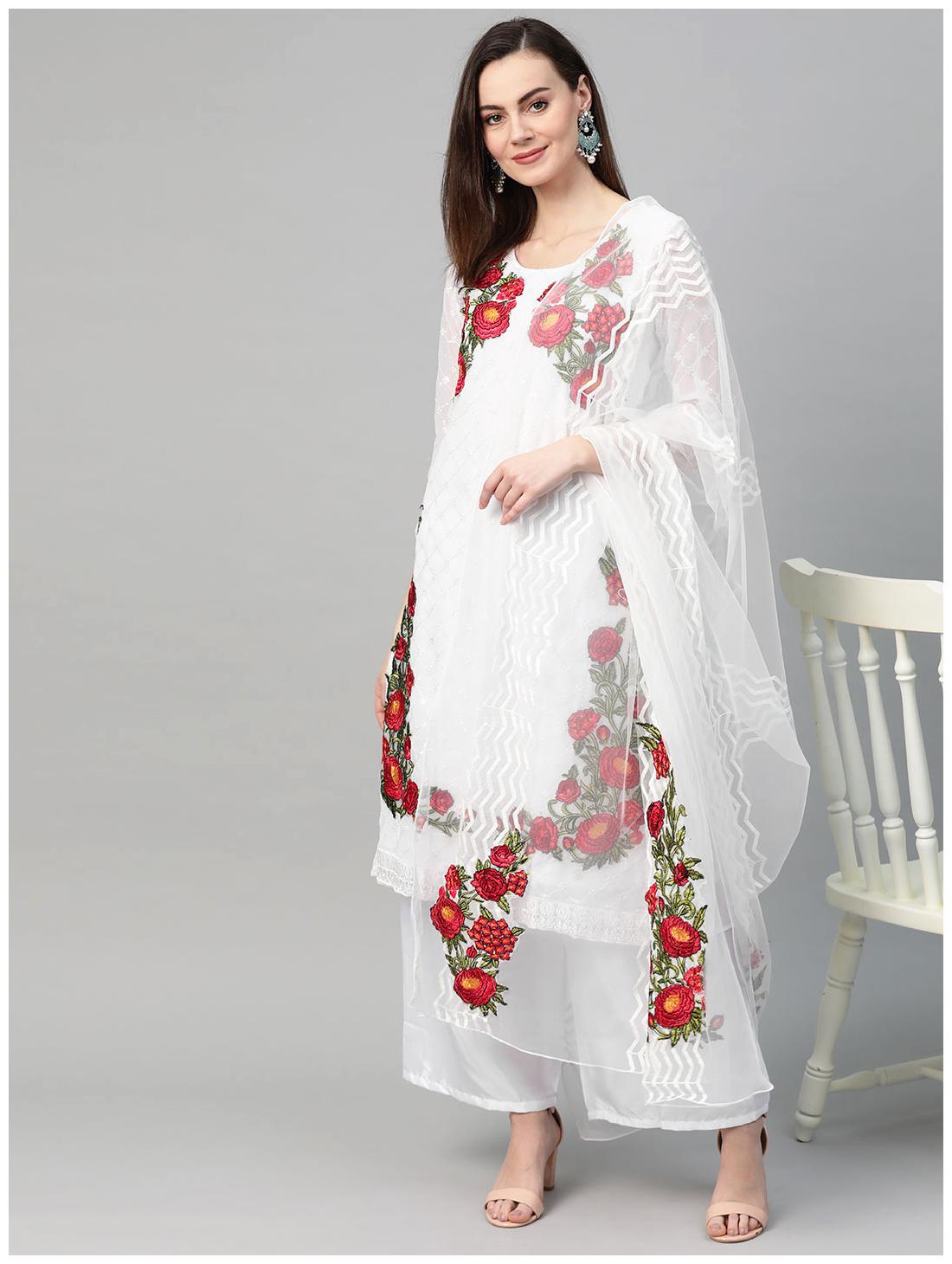 

Ishin Women Georgette Embroidery Kurta Georgette