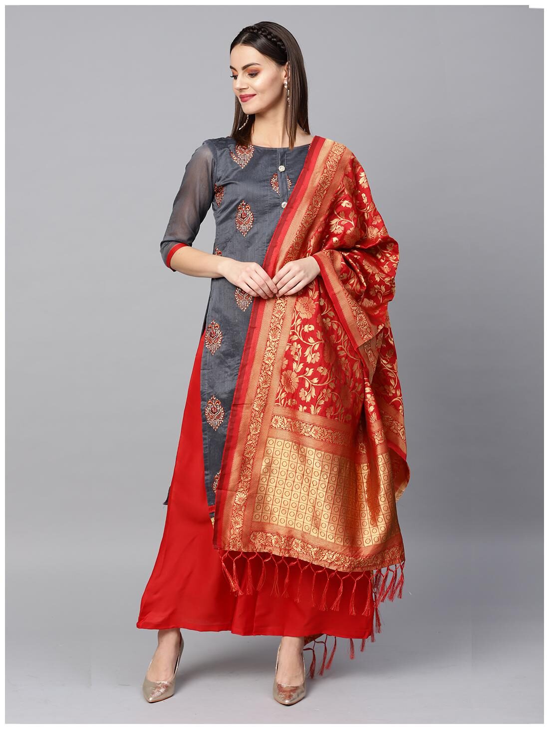 

Ishin Women Blended Suit Set Grey