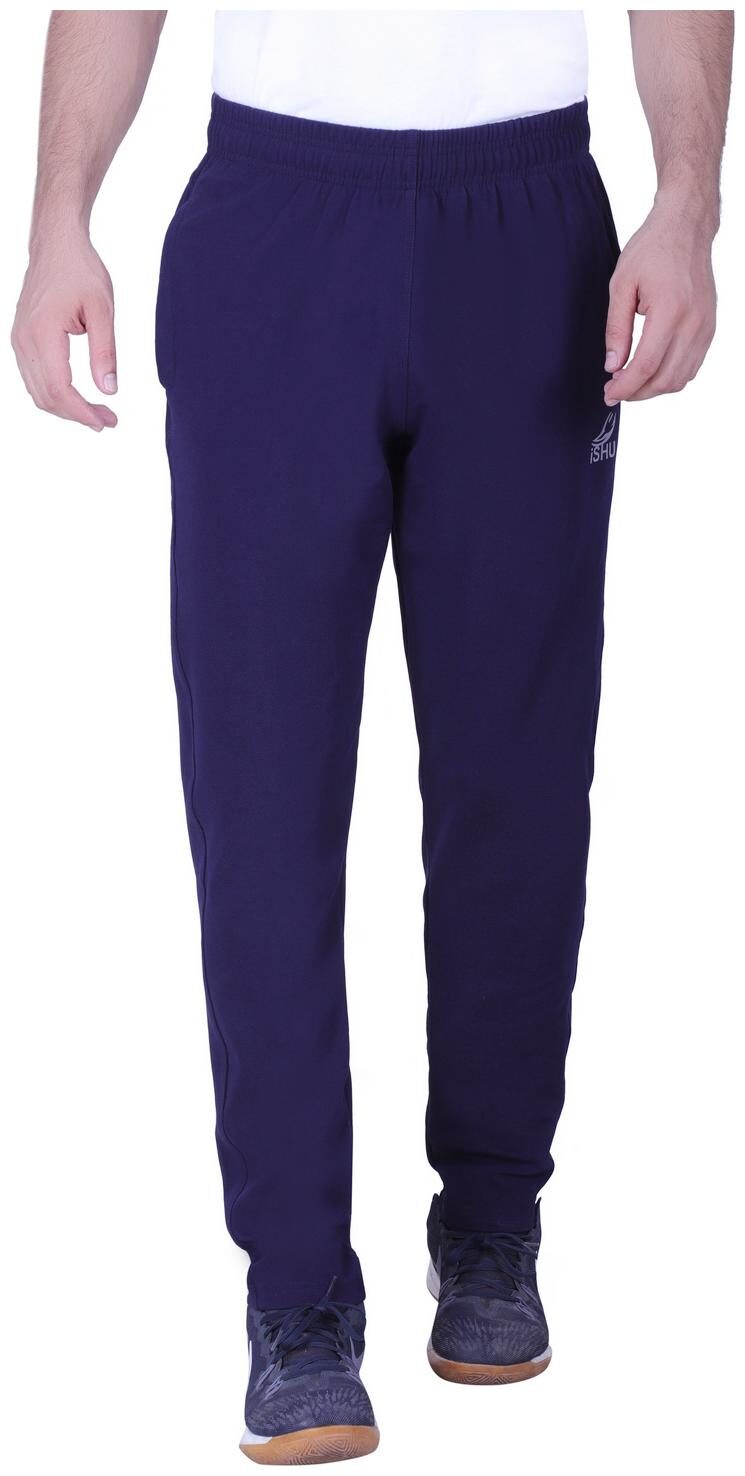 

iSHU Men Navy blue Solid Slim fit Track pants