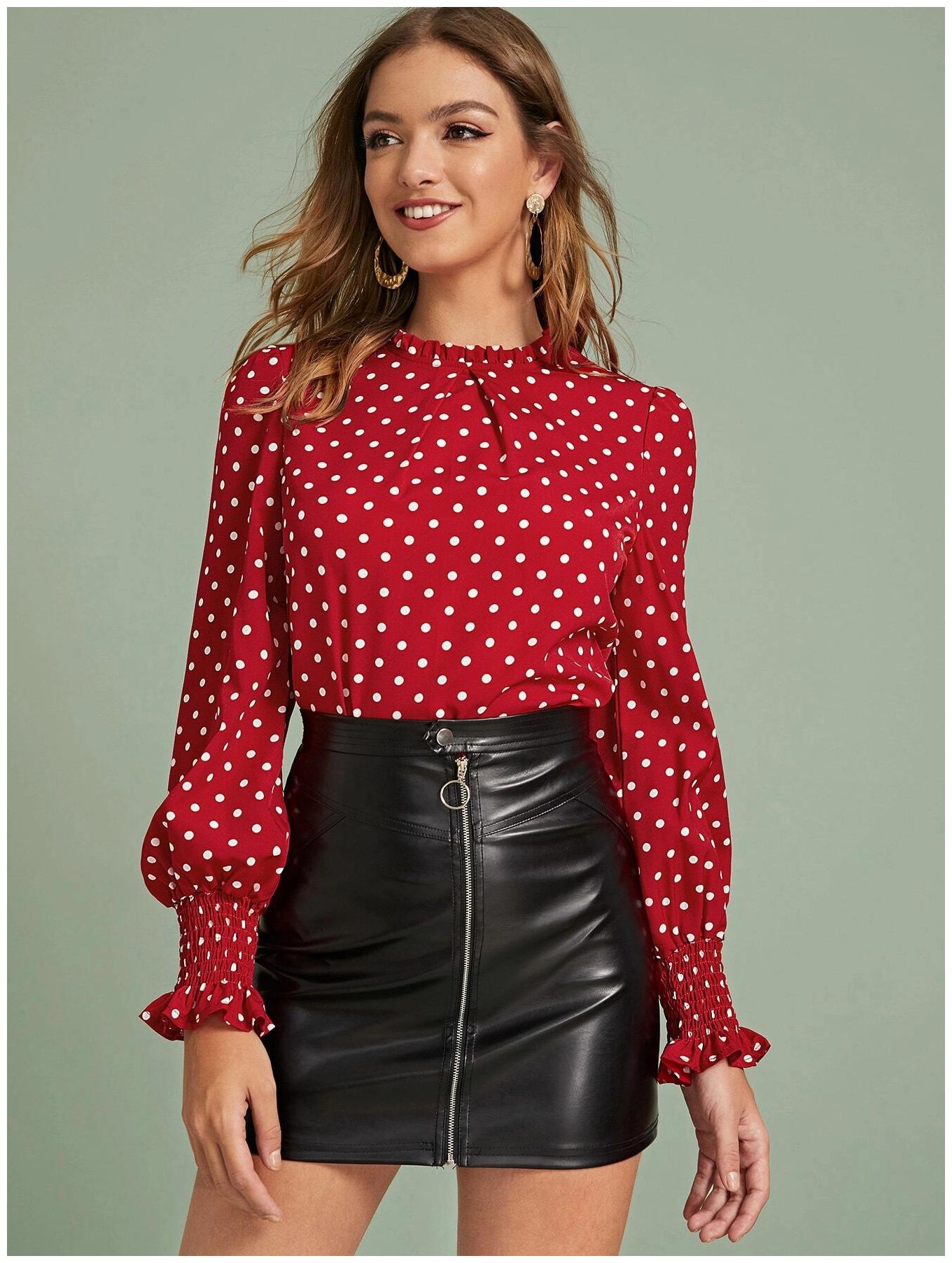 

ISTYLE CAN Women Polka dots Regular top - Maroon