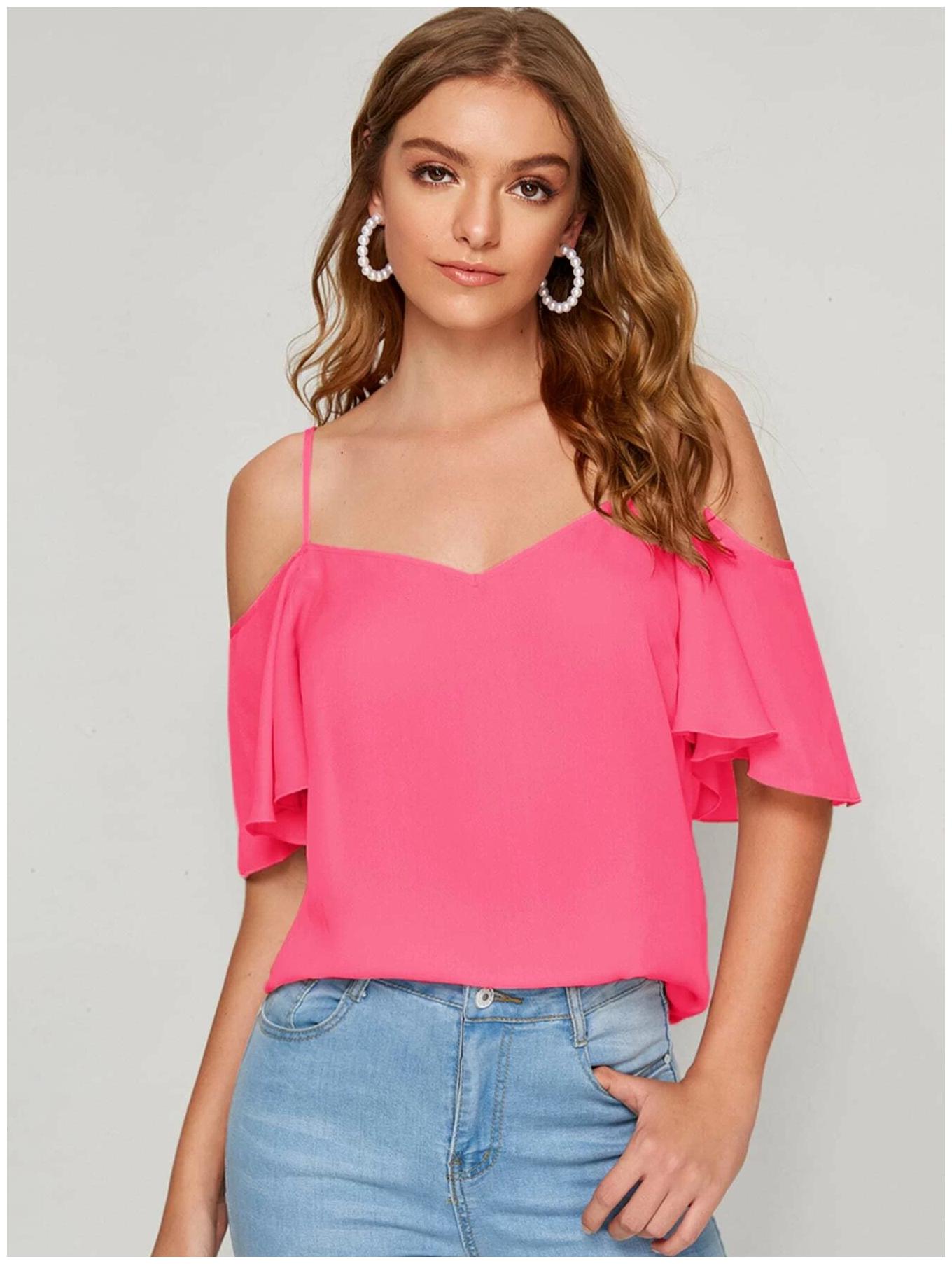 

ISTYLE CAN Women Solid Regular top - Pink