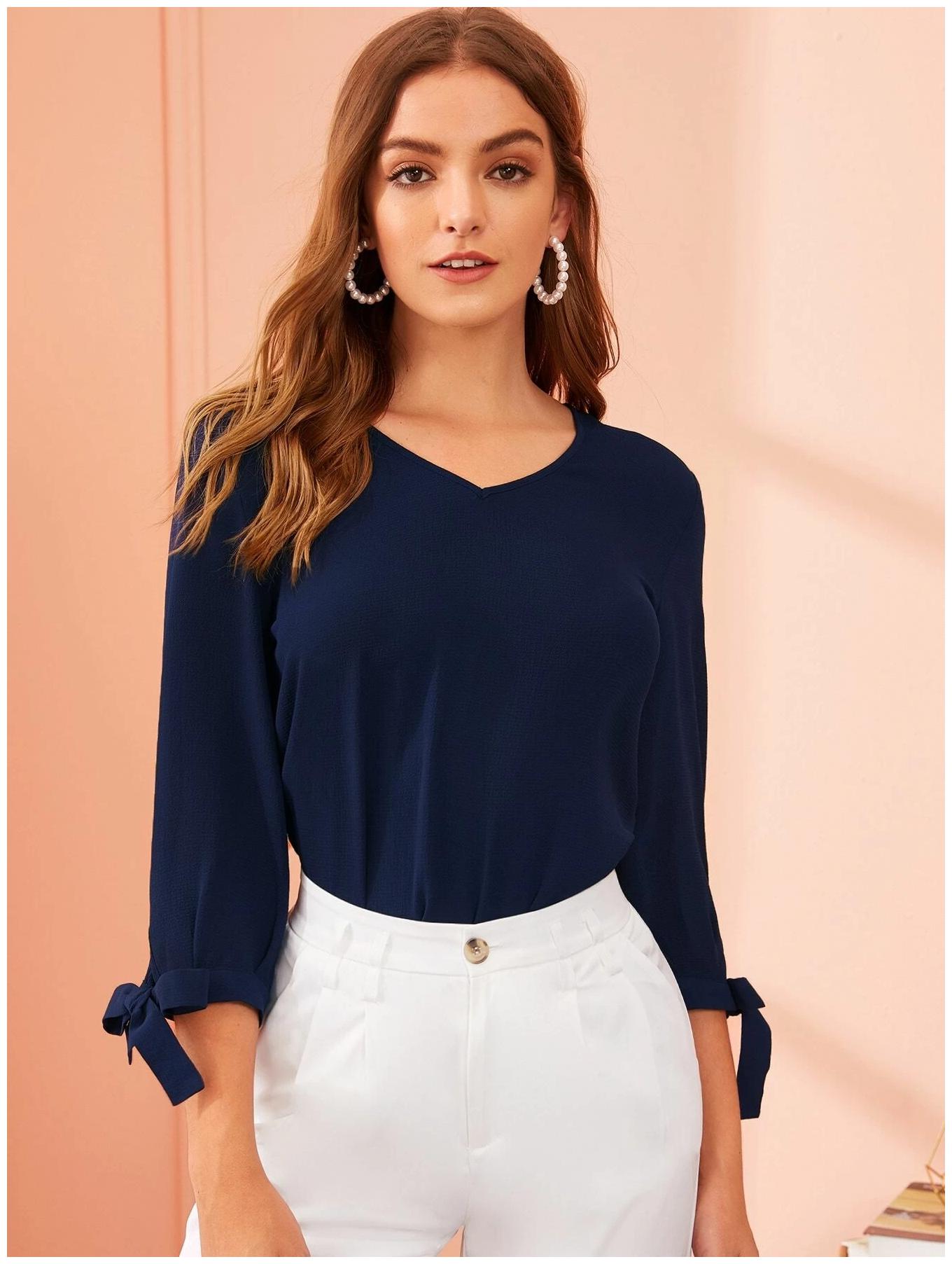 

Istyle Can Women s Crepe Solid Regular Top (Navy Blue)