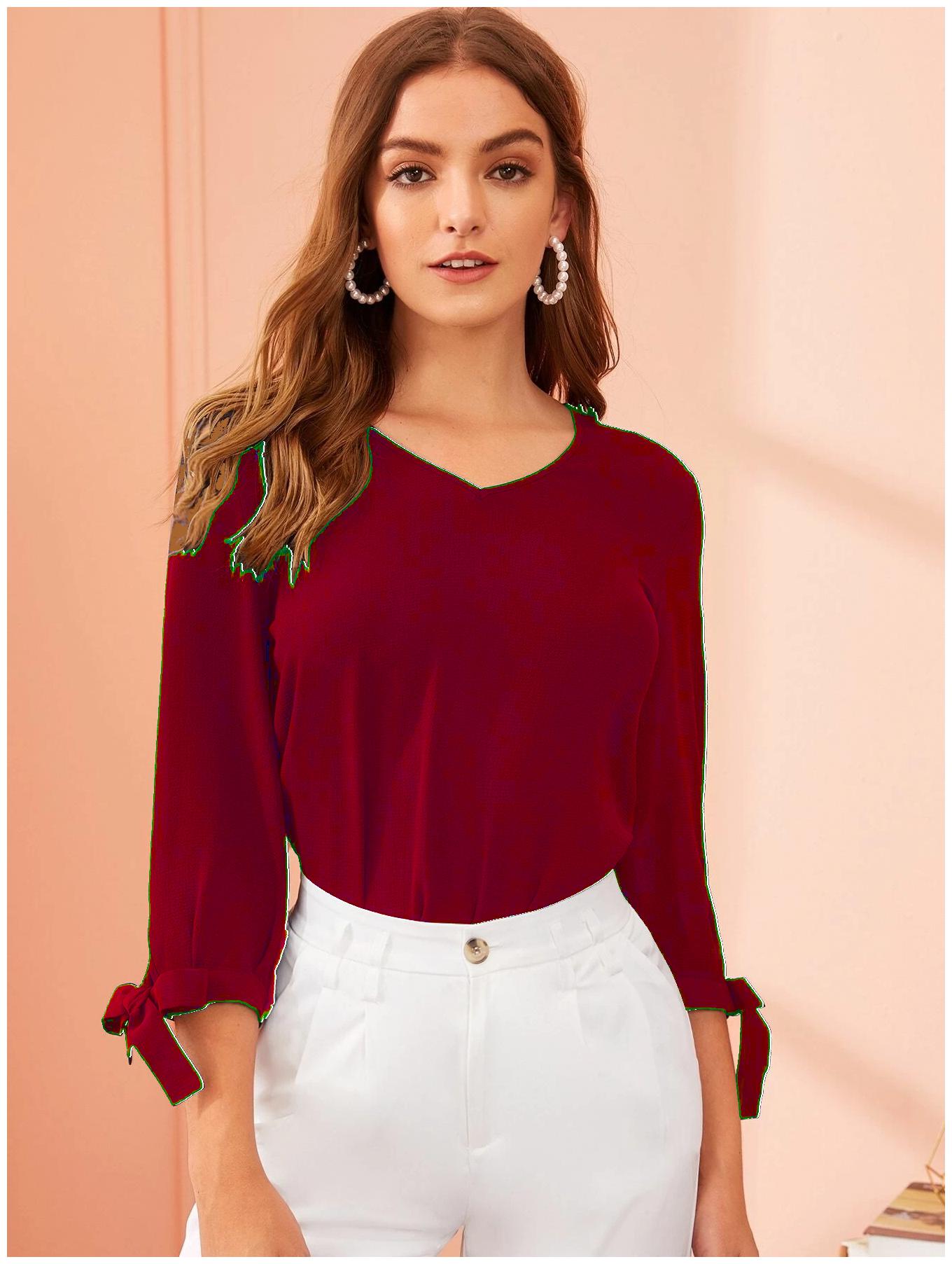 

ISTYLE CAN Women Solid Regular top - Maroon