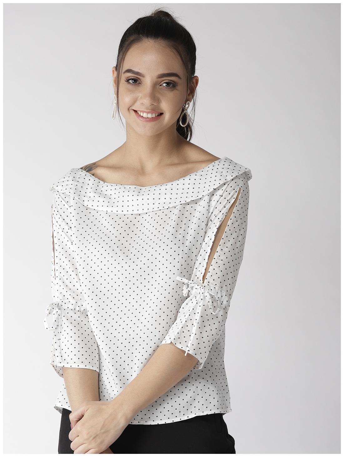 

ISTYLE CAN Women Polka dots Regular top - White
