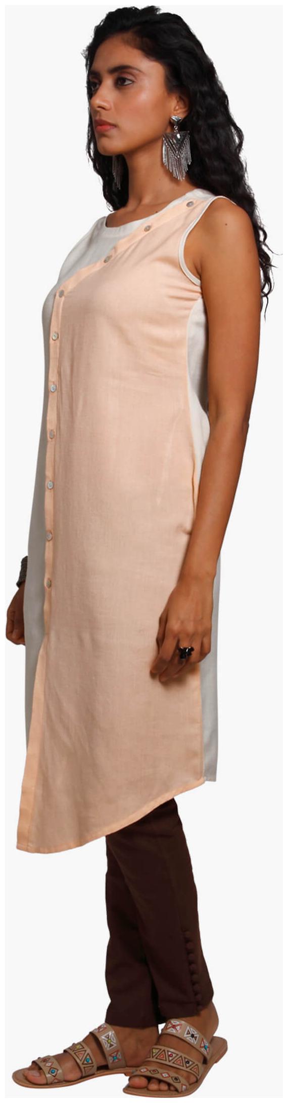 

NAARI Women Beige Solid Straight Kurti