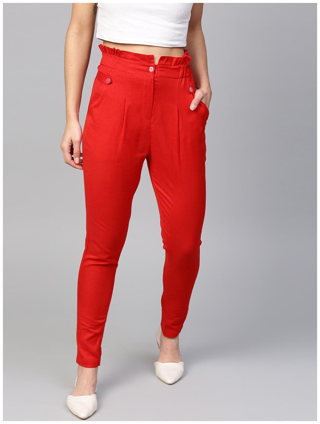 

Ivy Blue Women Red Tapered fit Regular trousers
