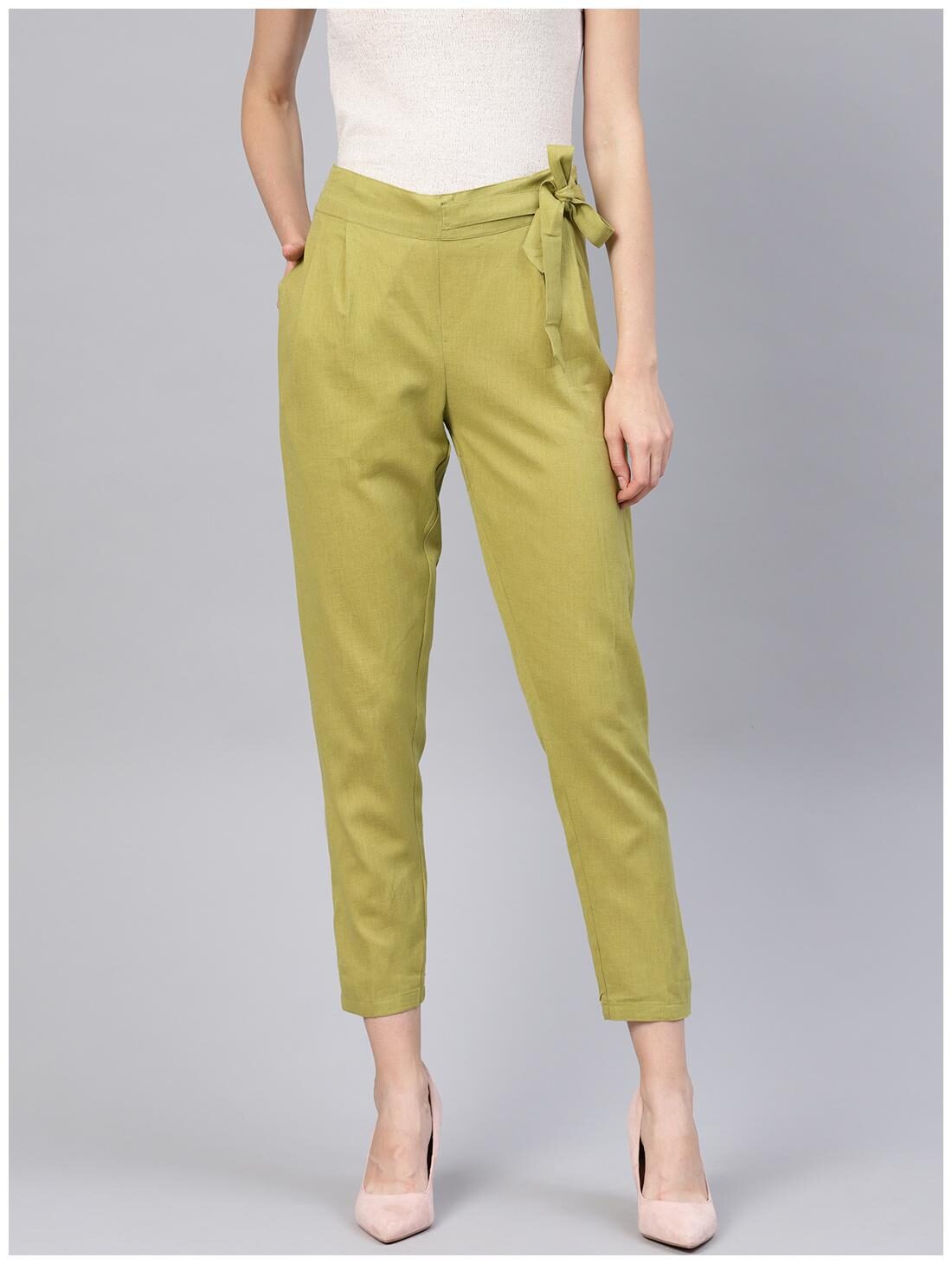 

Ivy Blue Women Green Narrow fit Cropped trousers