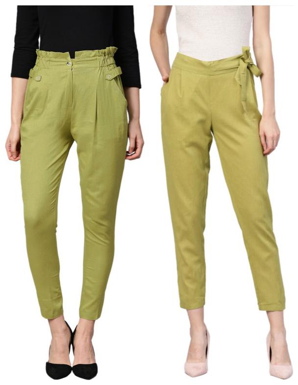 

Ivy Blue Women Green Flared fit Cropped trousers