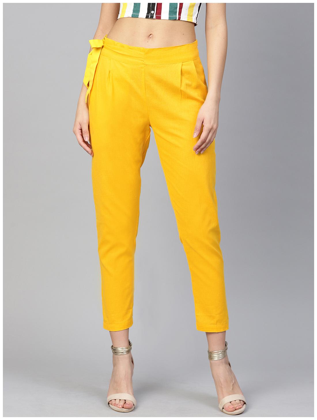 

Ivy Blue Women Yellow Narrow fit Cropped trousers