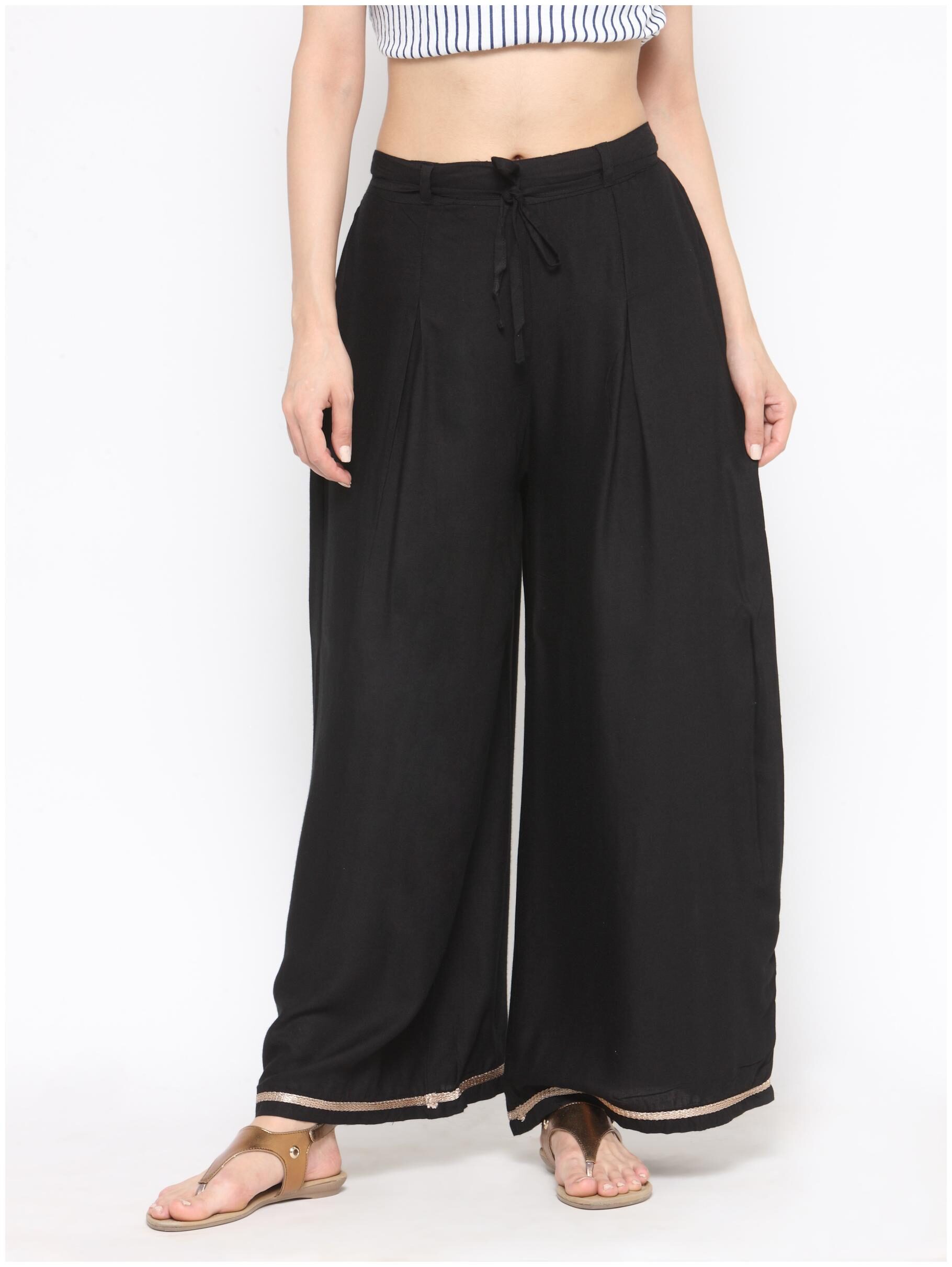 

Ivy Blue Black Solid Flared Palazzo