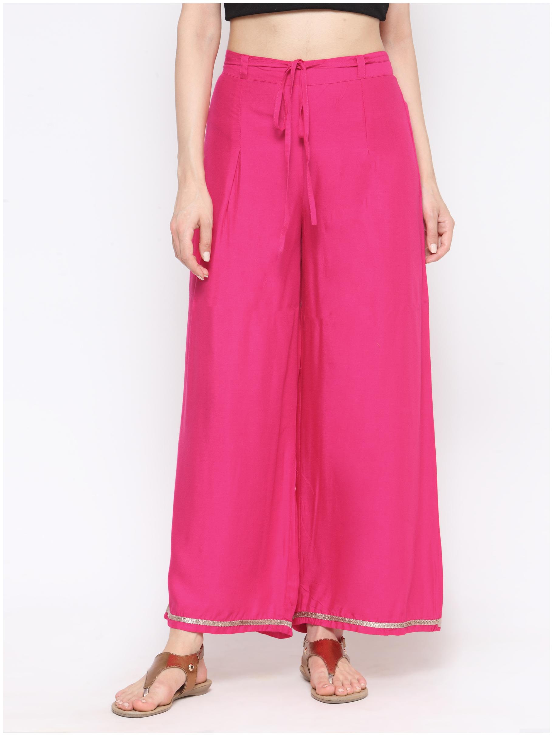 

Ivy Blue Pink Solid Flared Palazzo