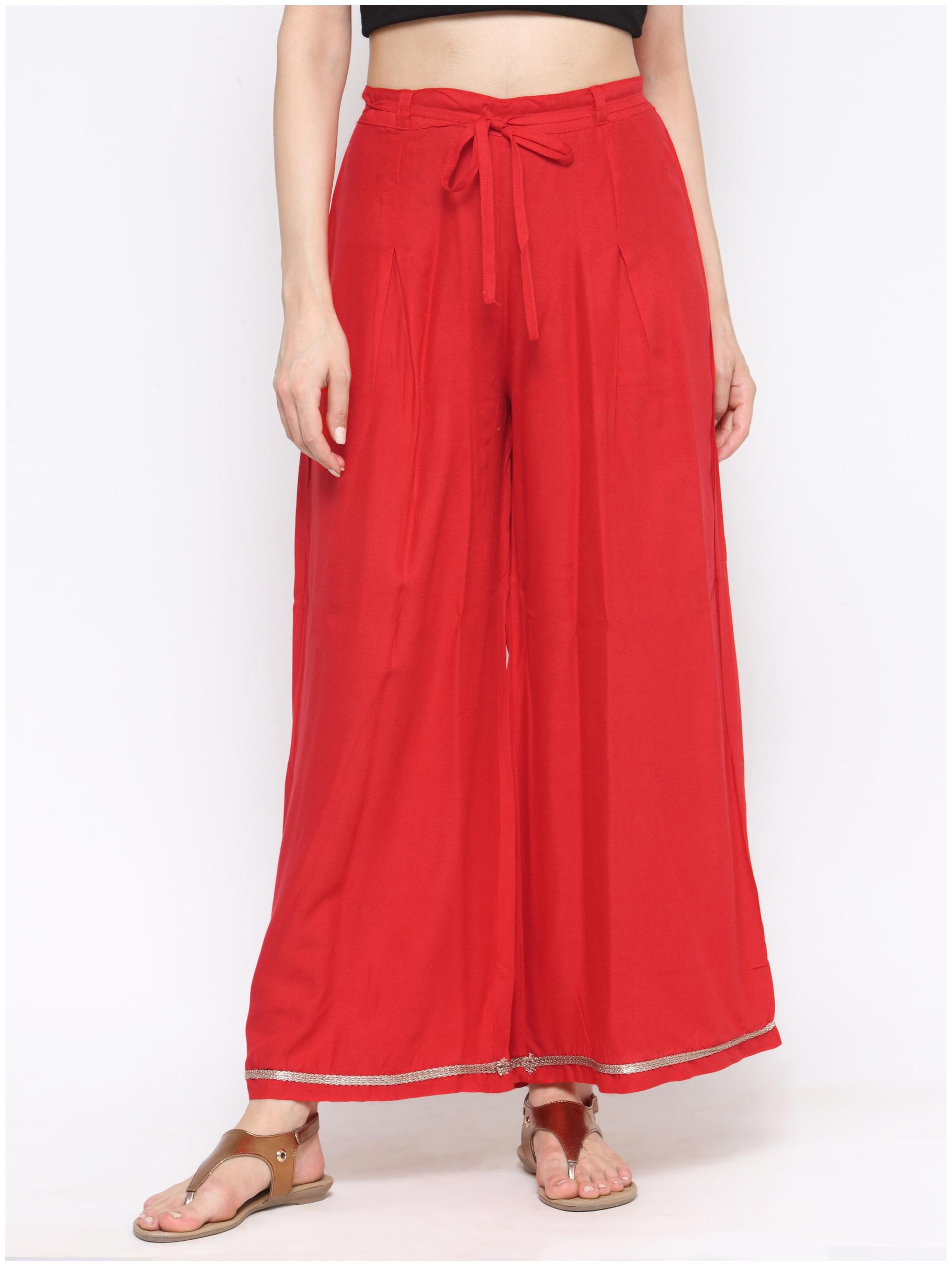 

Ivy Blue Red Solid Flared Palazzo