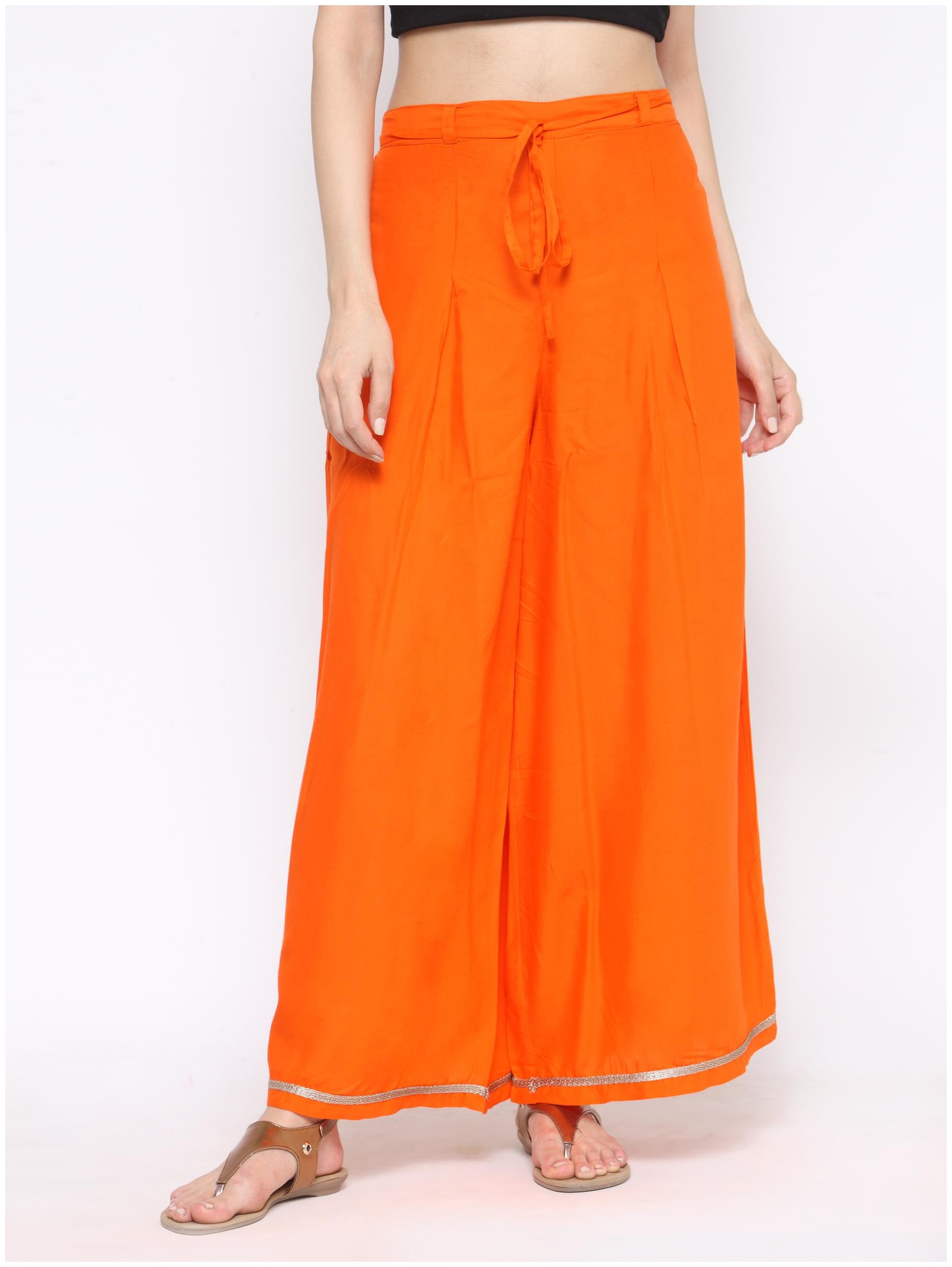 

Ivy Blue Orange Solid Flared Palazzo