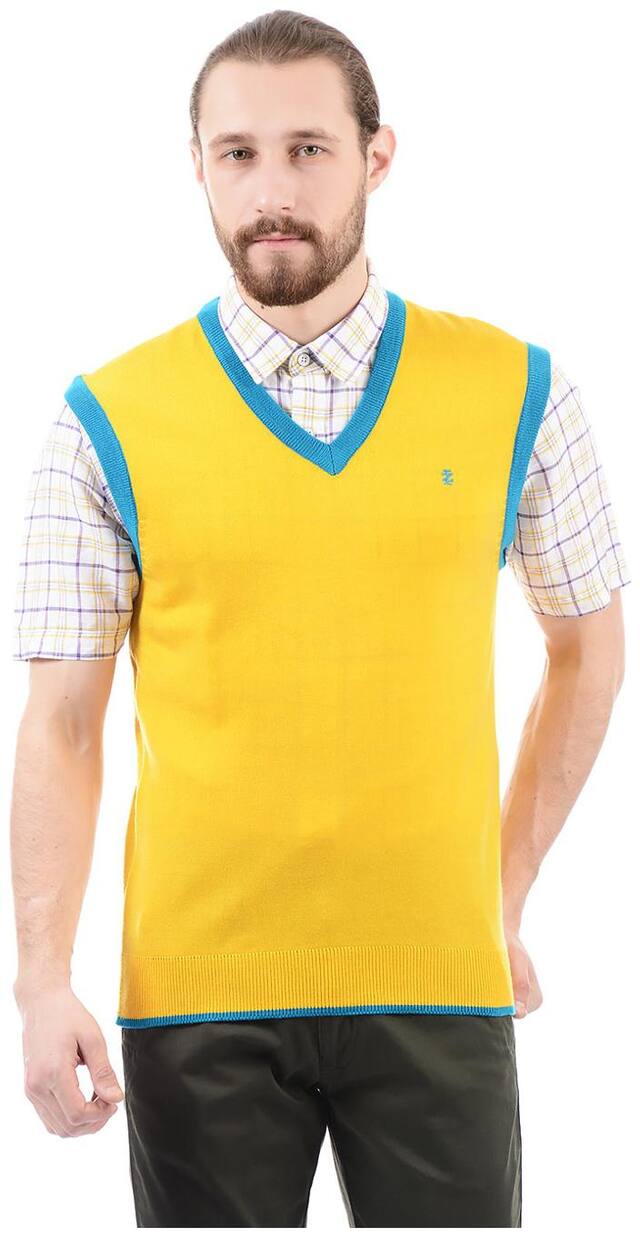 Izod Men Yellow V neck Pullover