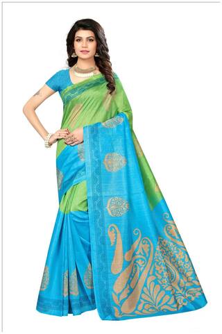 Jaanvi Fashion Women's Bhagalpuri Silk Paisley Printed Saree (sai-pallavi-green)