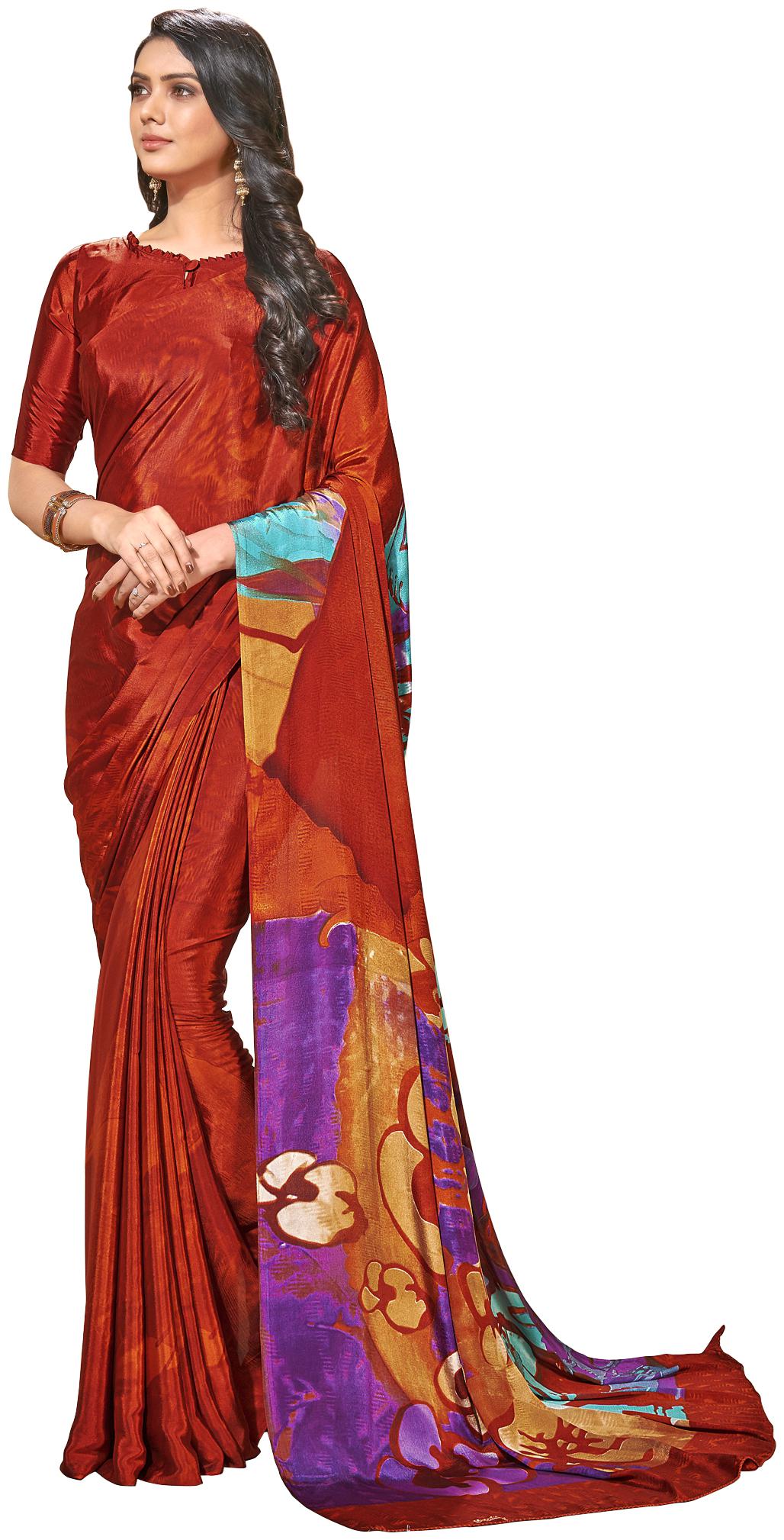 

Jaanvi Fashion Women Crepe Digital Printed Saree - Red