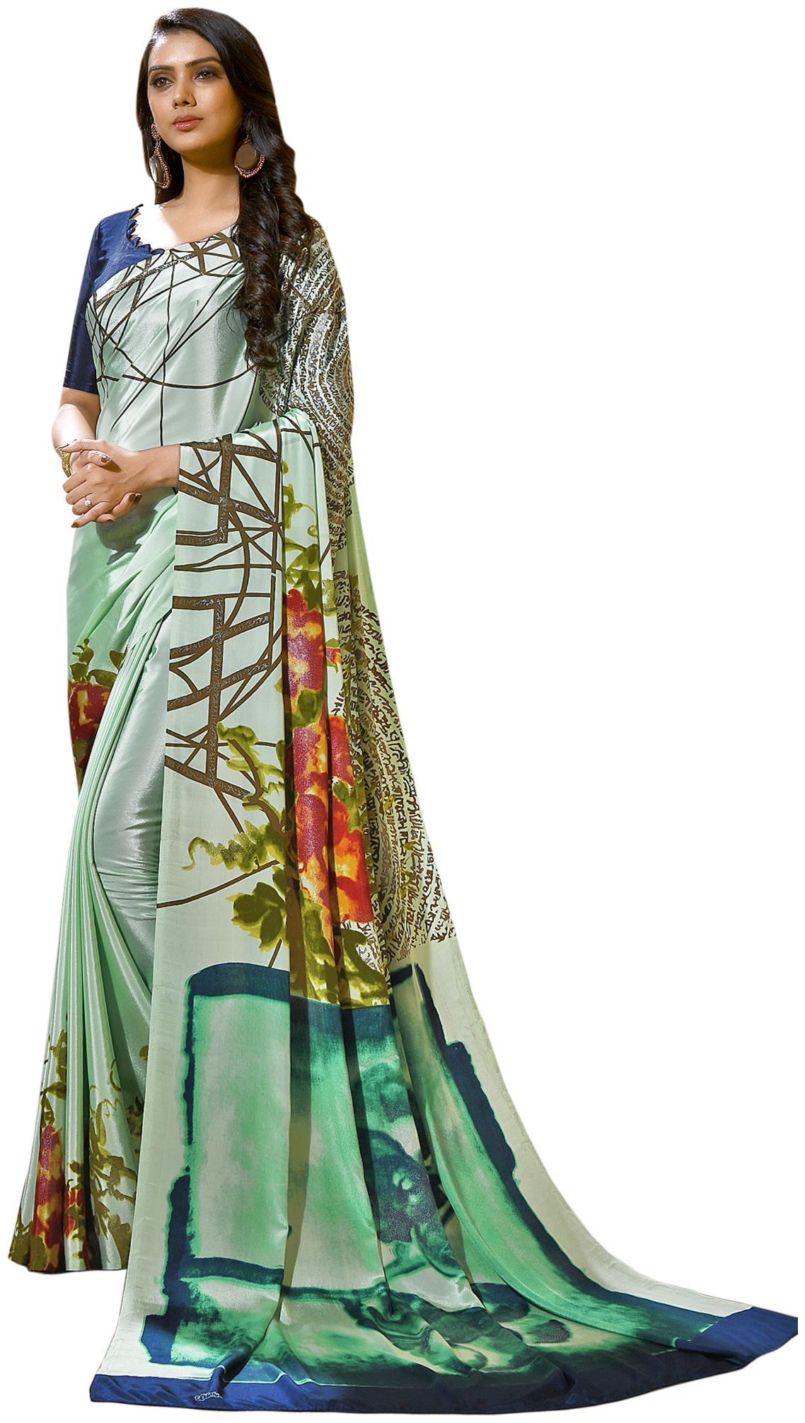 

Jaanvi Fashion Women Crepe Digital Printed Saree - Green