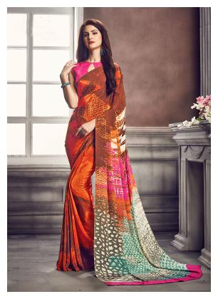 

Jaanvi Fashion Designer Crepe Abstract Printed Saree