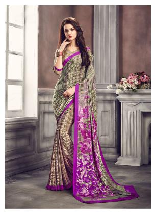 

Jaanvi Fashion Designer Crepe Abstract Printed Saree