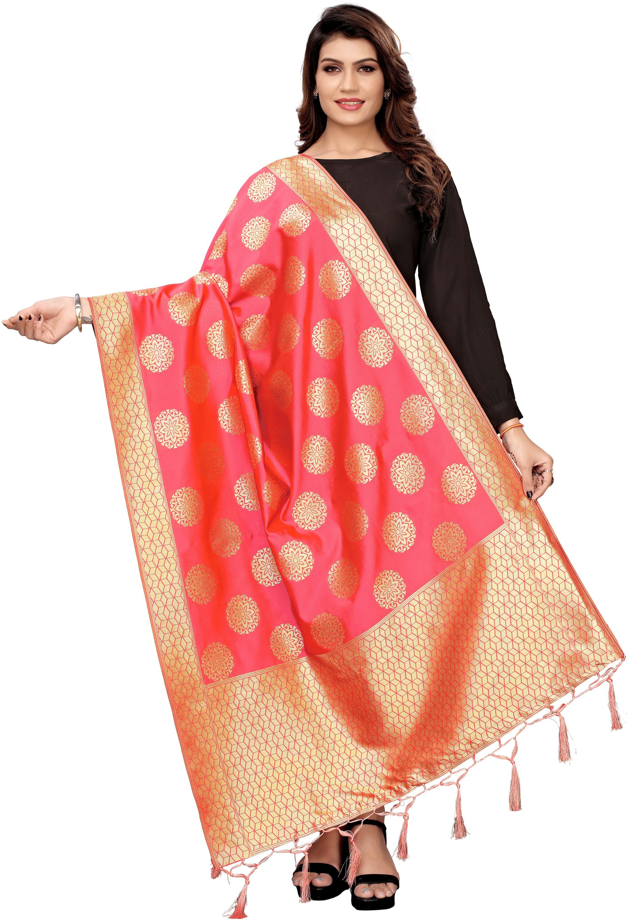 

Jaanvi fashion Women Banarasi Silk Woven Dupatta - Peach