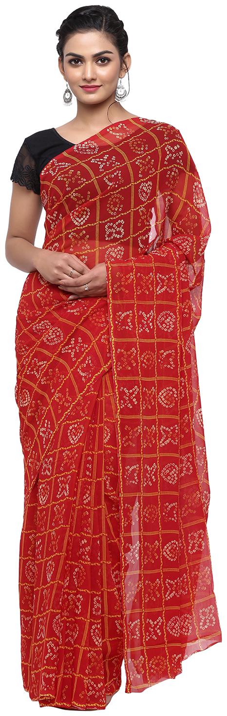 

Jabama Women Synthetic Casual Wear Saree Red