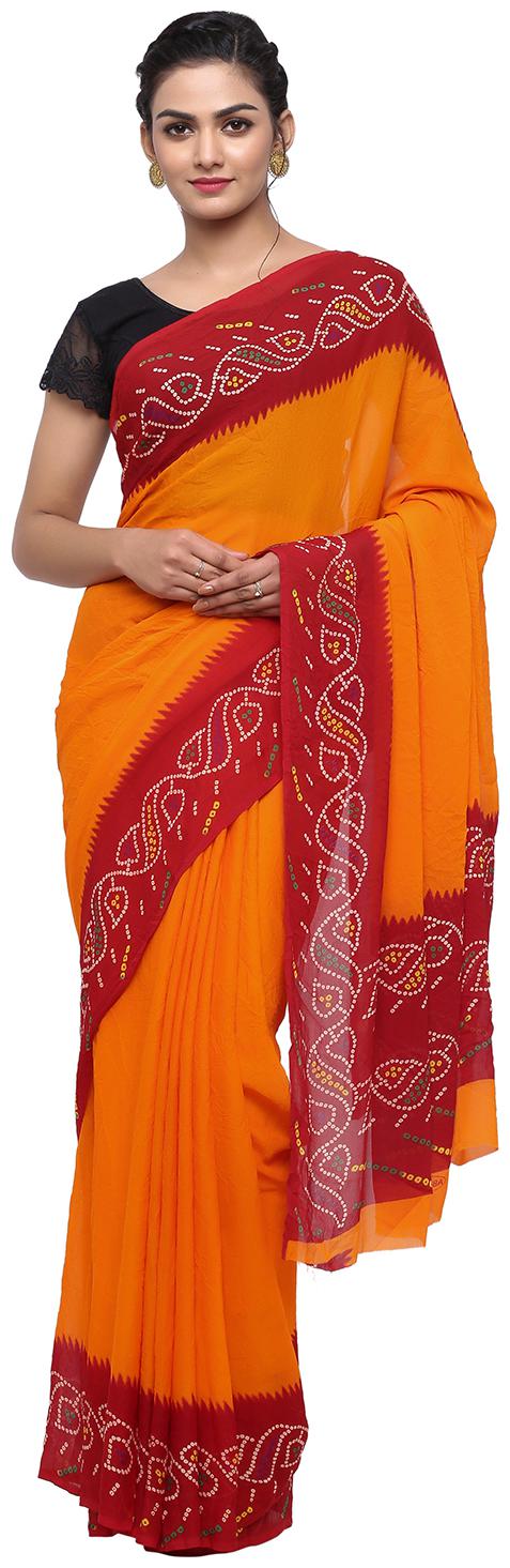 

Jabama Women Synthetic Casual Wear Saree Orange