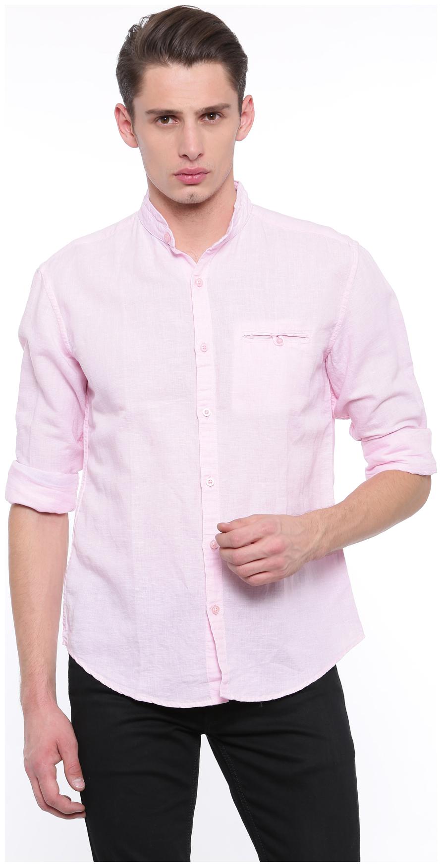 

Jackal Berry Men Pink Solid Slim Fit Casual Shirt