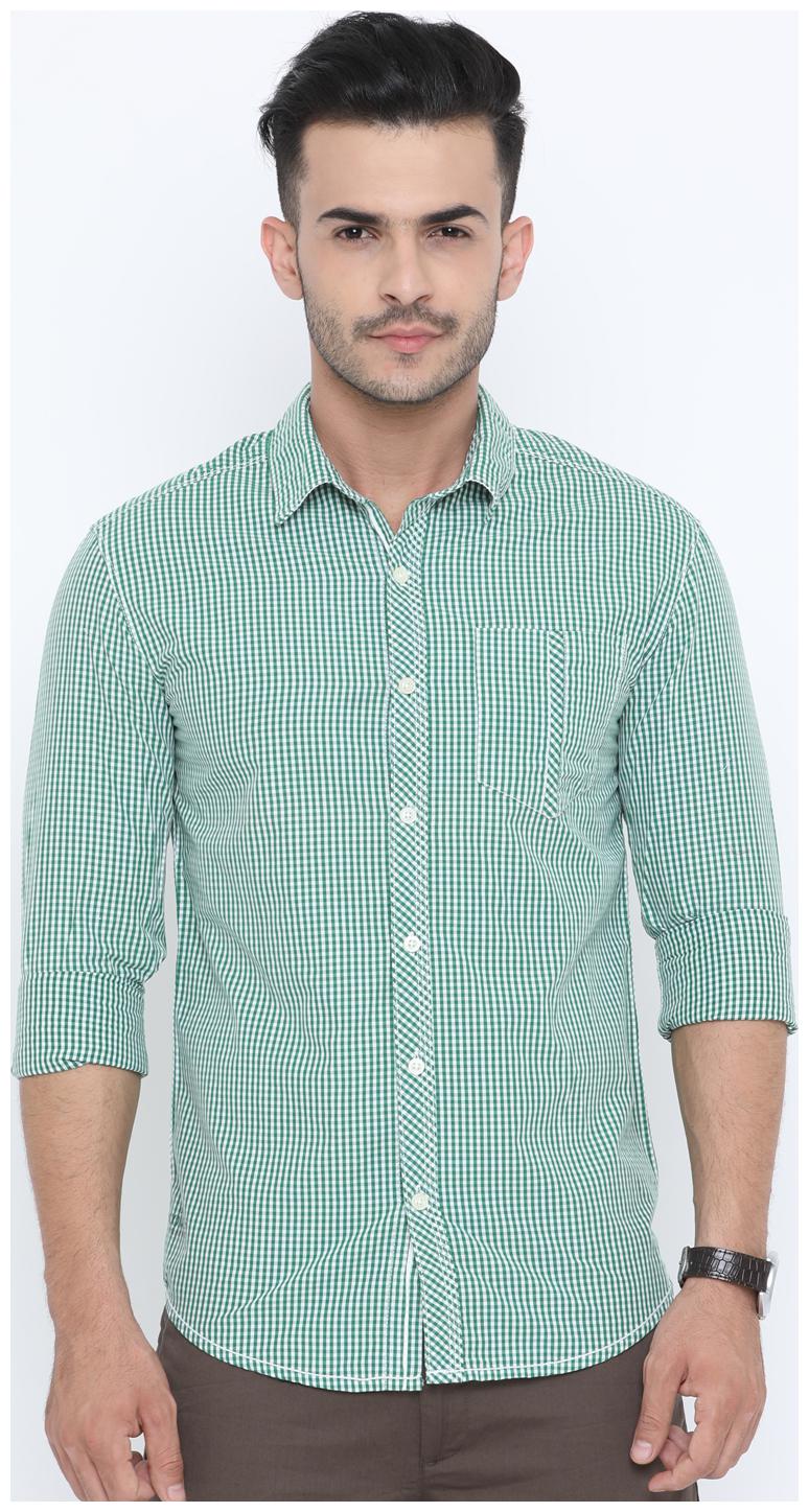 

Jackal Berry Men Green Checked Slim Fit Casual Shirt