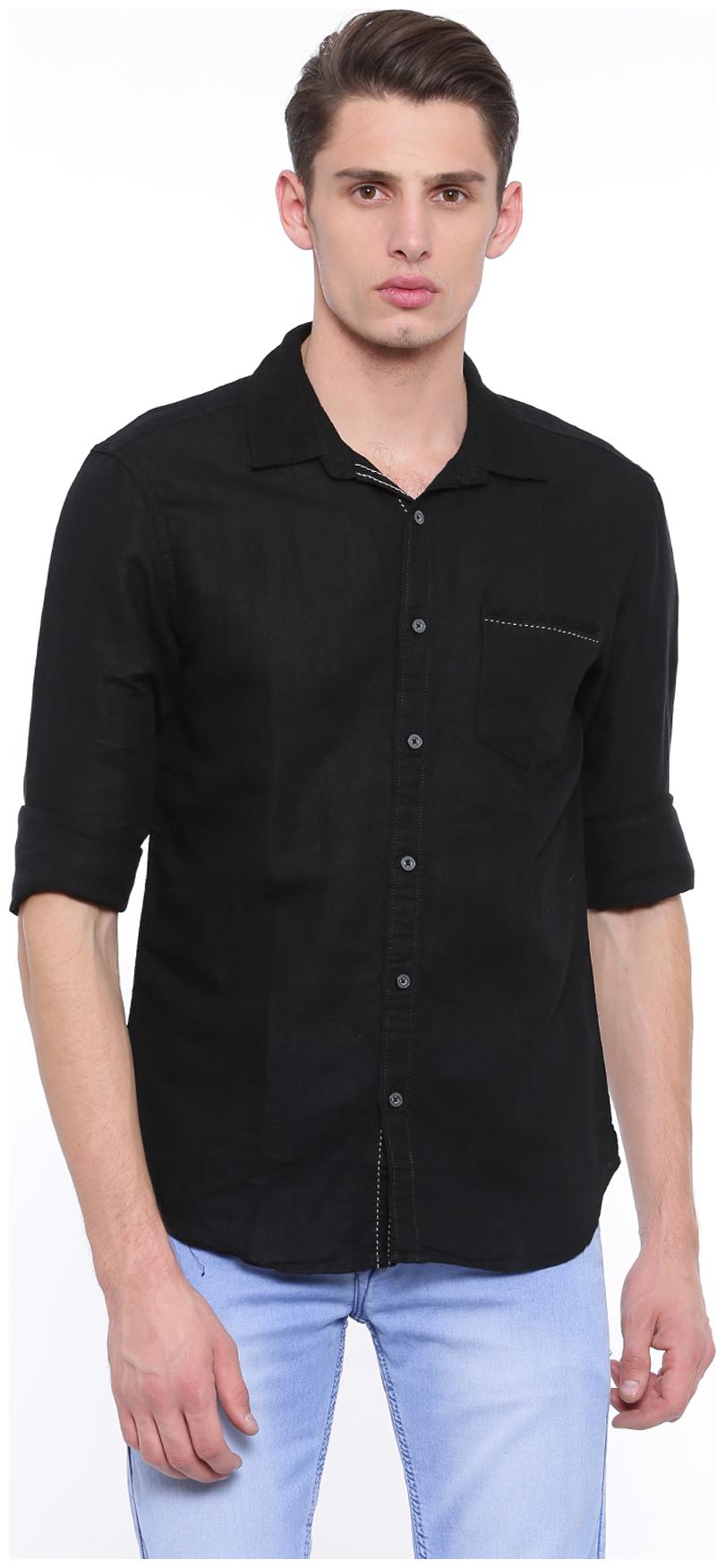 

Jackal Berry Men Black Solid Slim Fit Casual Shirt