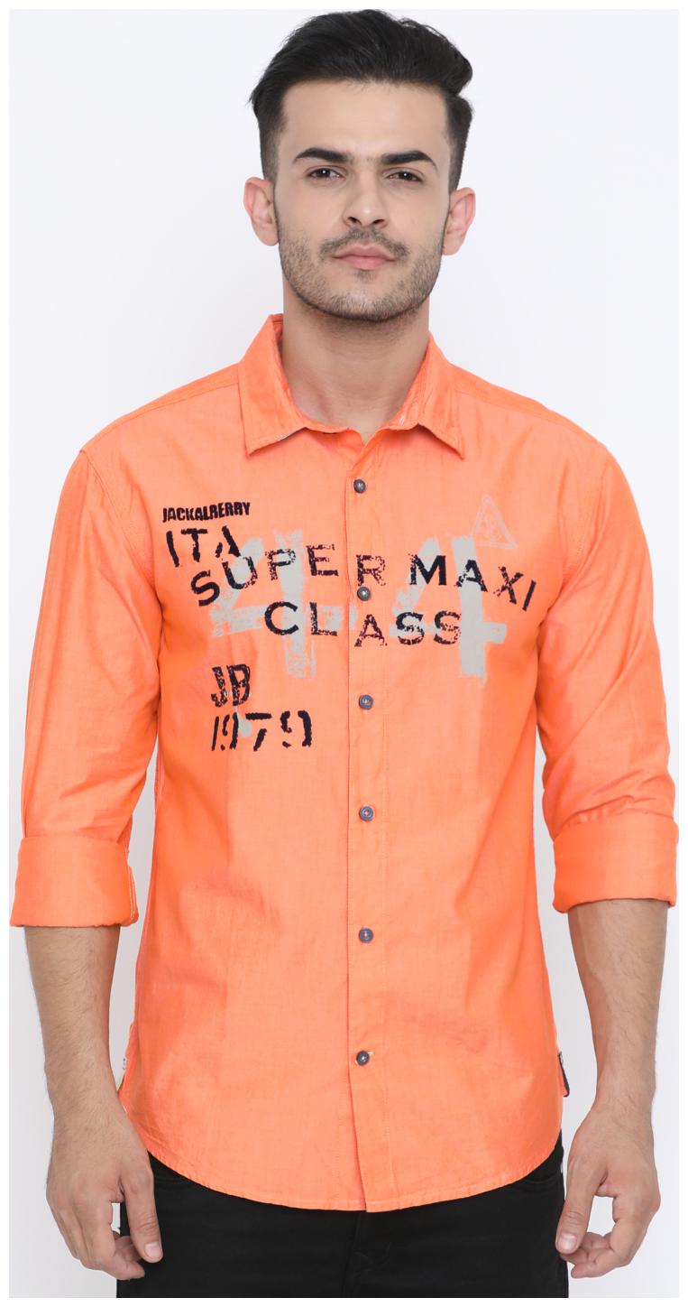 

Jackal Berry Men Orange Solid Slim Fit Casual Shirt