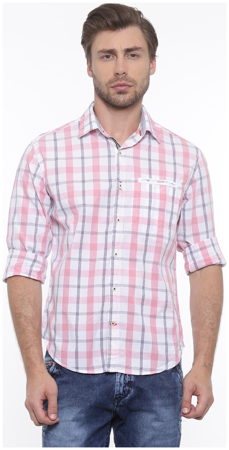 

Jackal Berry Men Pink Checked Slim Fit Casual Shirt