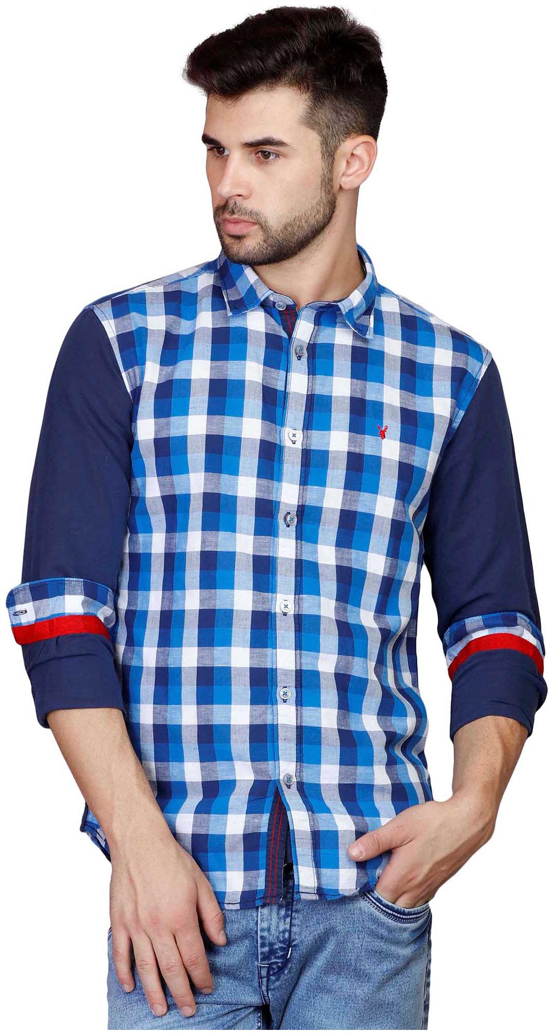

Jackal Berry Men Blue Checked Slim Fit Casual Shirt