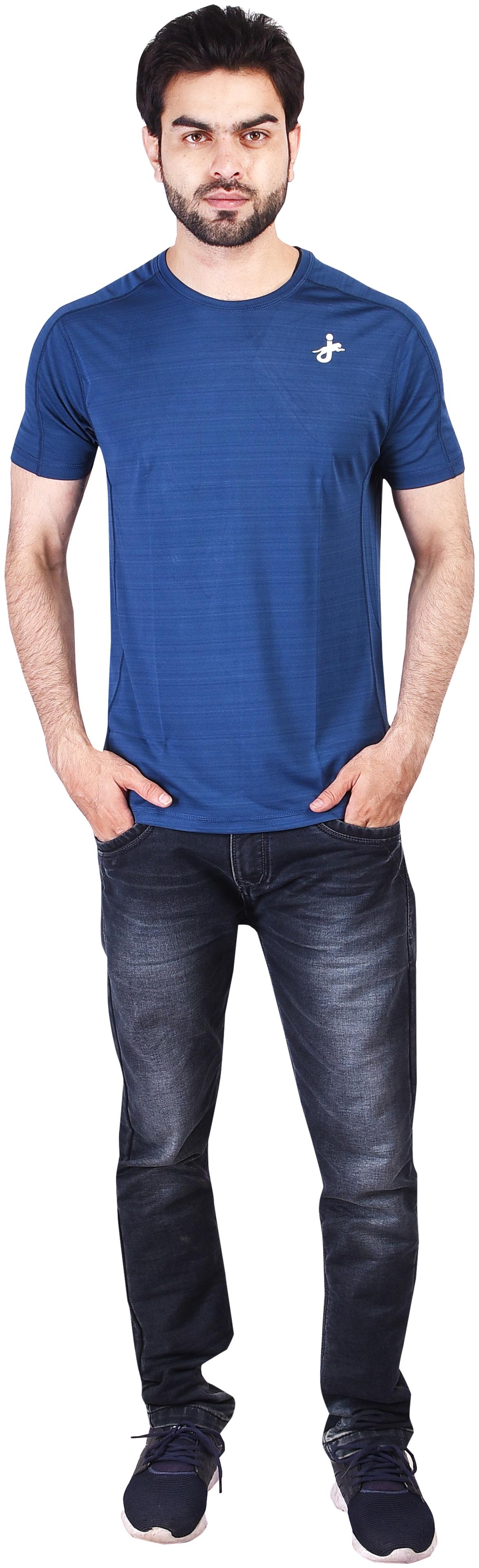 

JAGURO Men Navy blue Regular fit Polyester Round neck T-Shirt - Pack Of 1