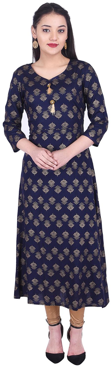 

JAI KURTIES Women Blue Printed Anarkali Kurta